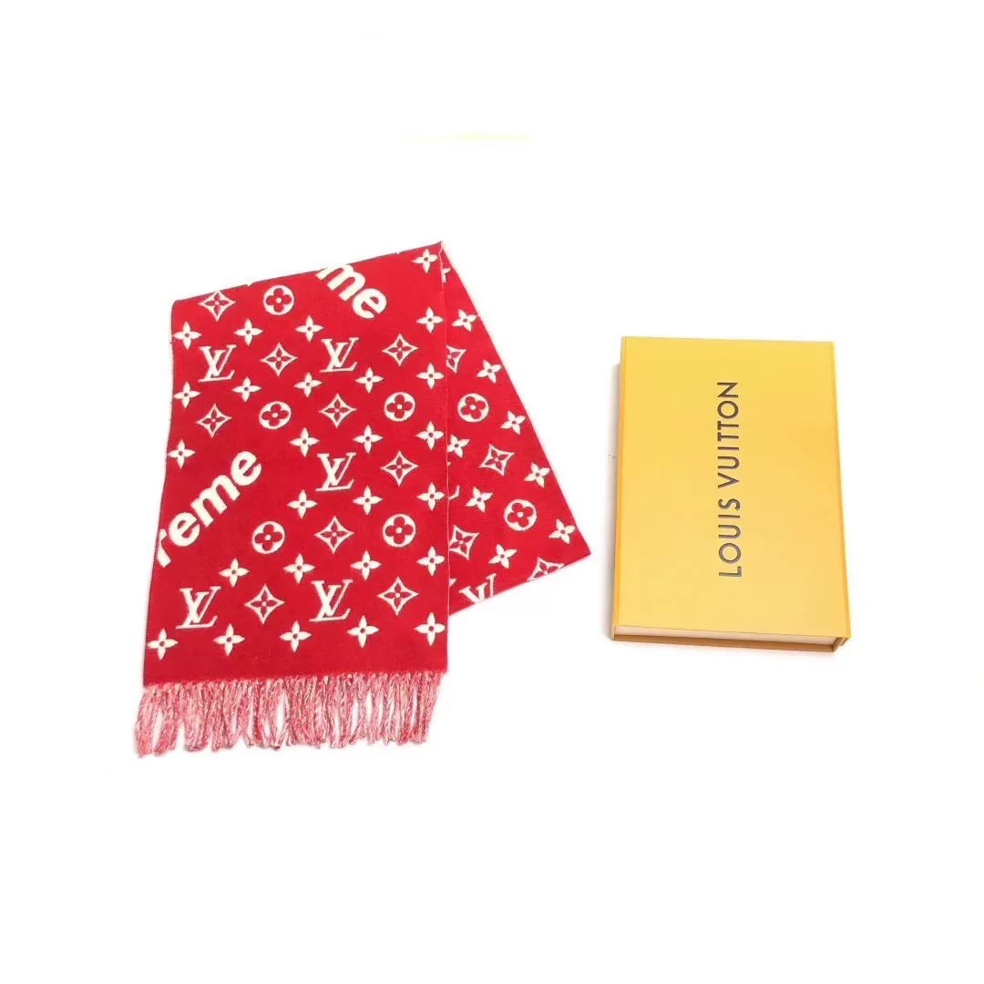 Louis Vuitton x Supreme Red Monogram Scarf
