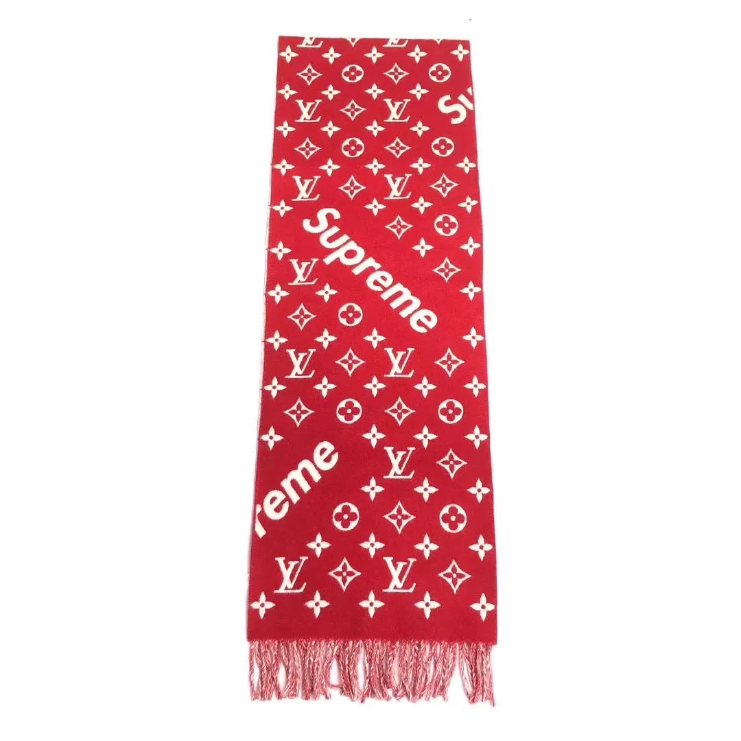 Louis Vuitton x Supreme Red Monogram Scarf — front