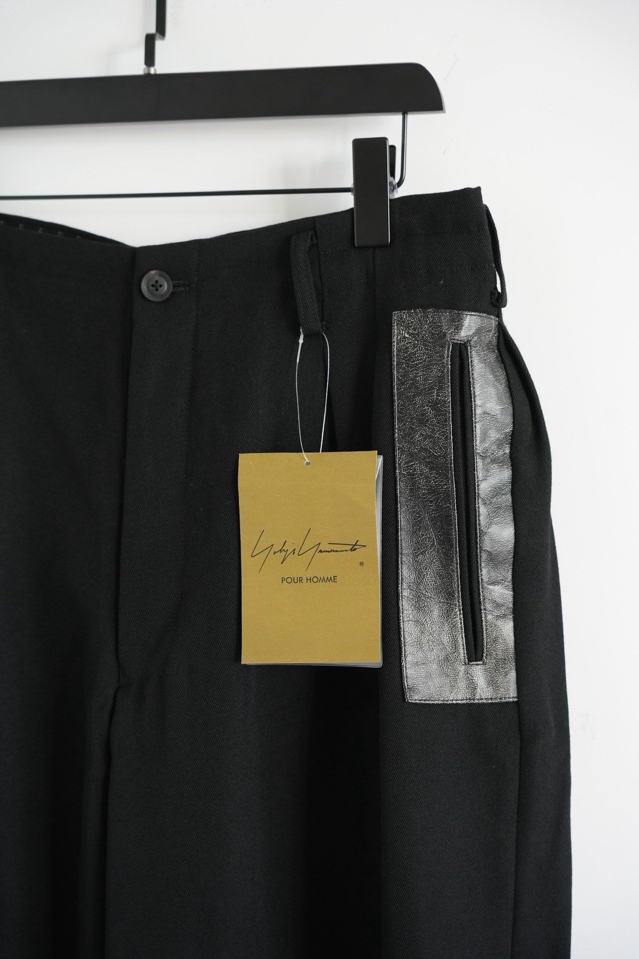 Yohji Yamamoto Cracked Leather Pocket Wool Pants — back