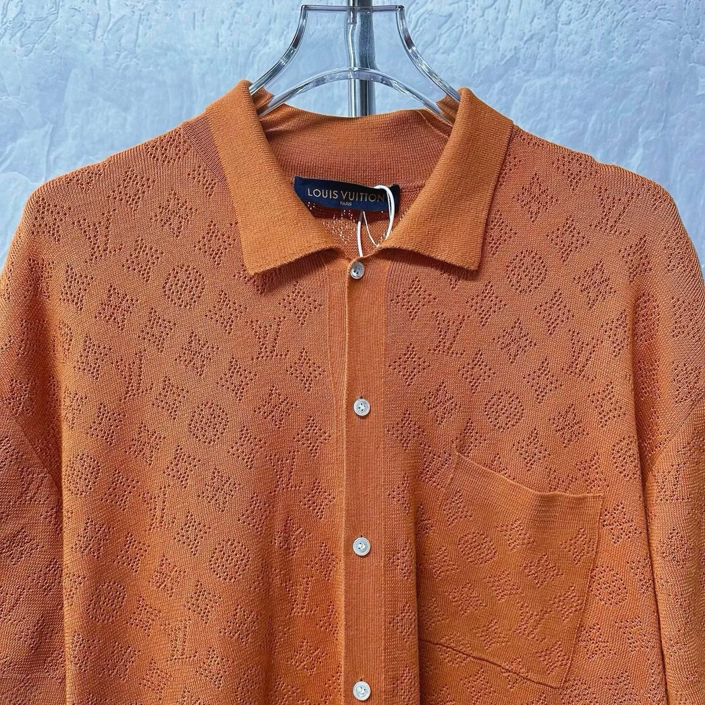 Louis Vuitton FW24 Openwork Knit Shirt — detail