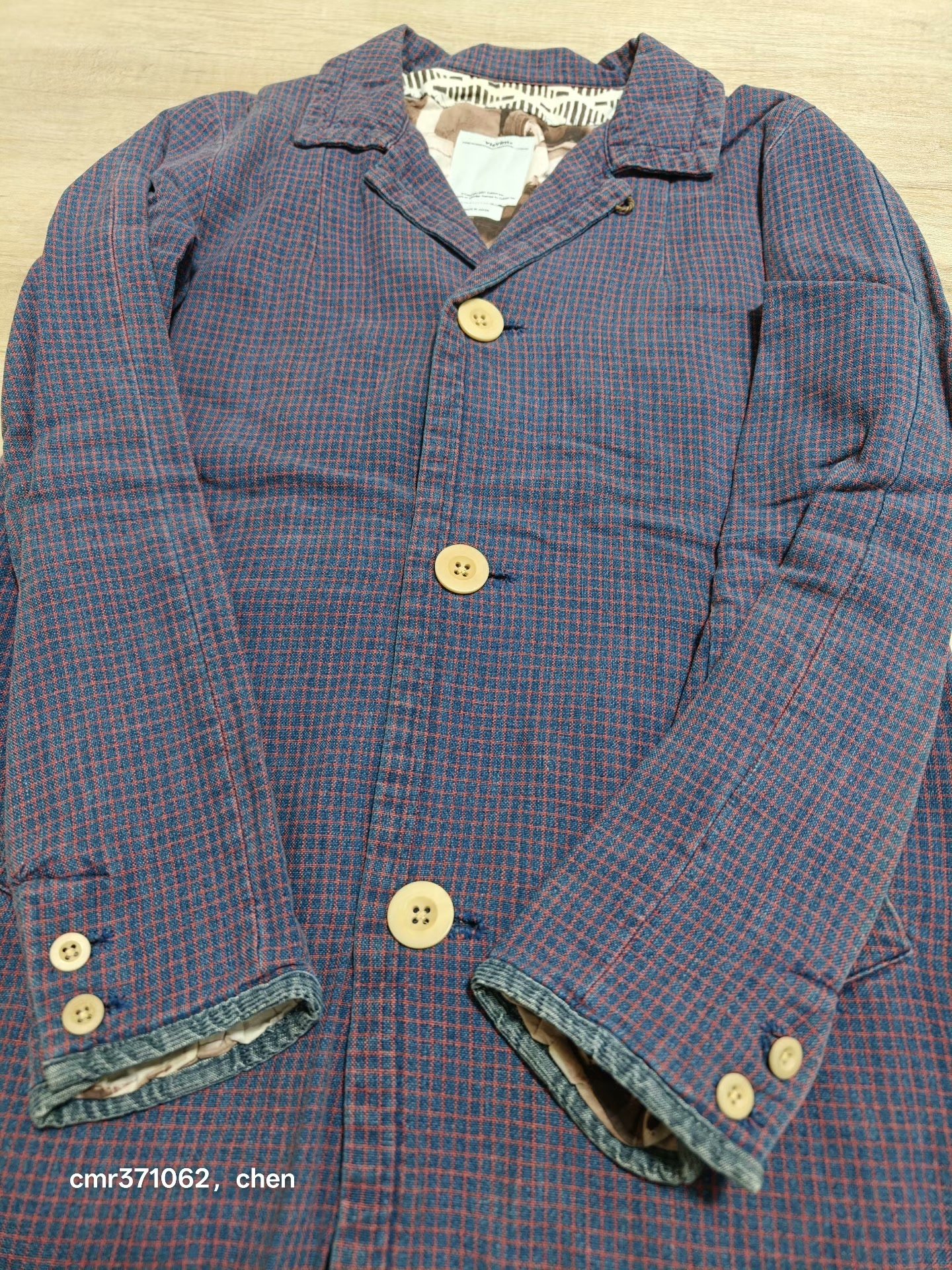 visvim 15ss Mies Coat Indigo Check — label