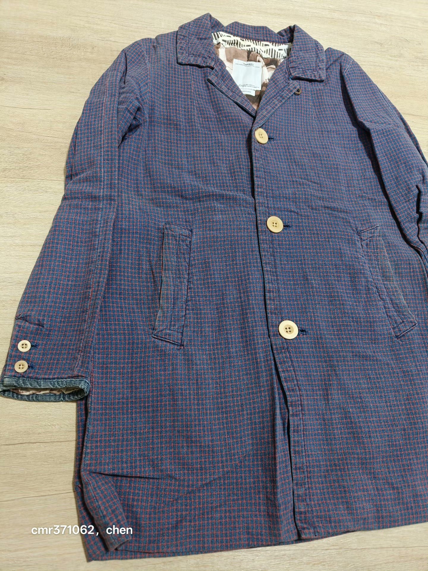 visvim 15ss Mies Coat Indigo Check — detail