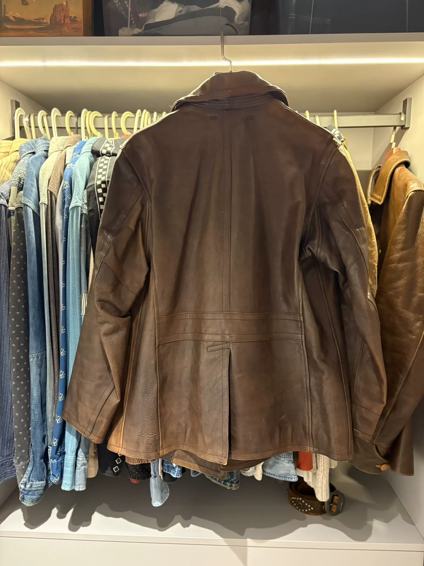 RRL 740 Brown Leather Jacket M — front
