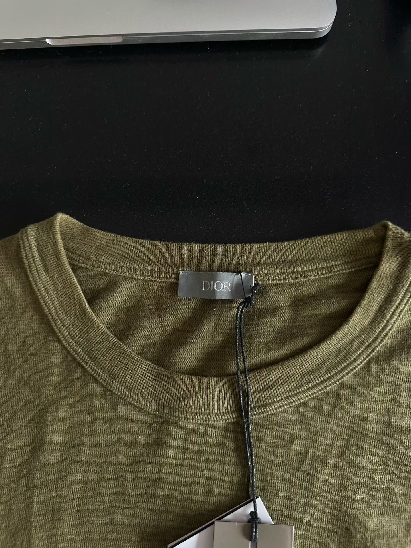 Dior Dark Green Tears Embroidery Short Sleeve — detail