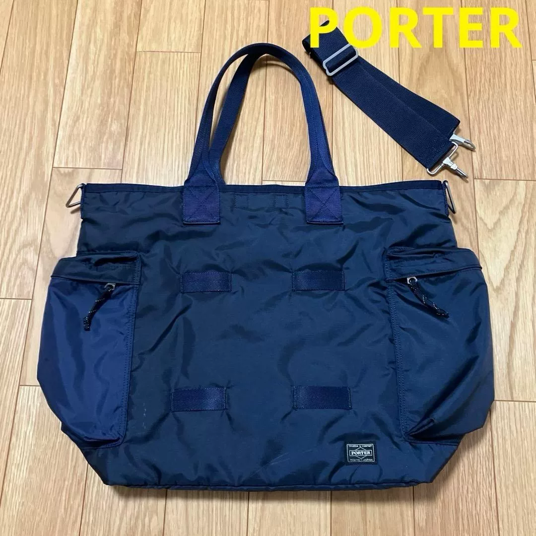 PORTER FORCE 2WAY Navy Tote Bag