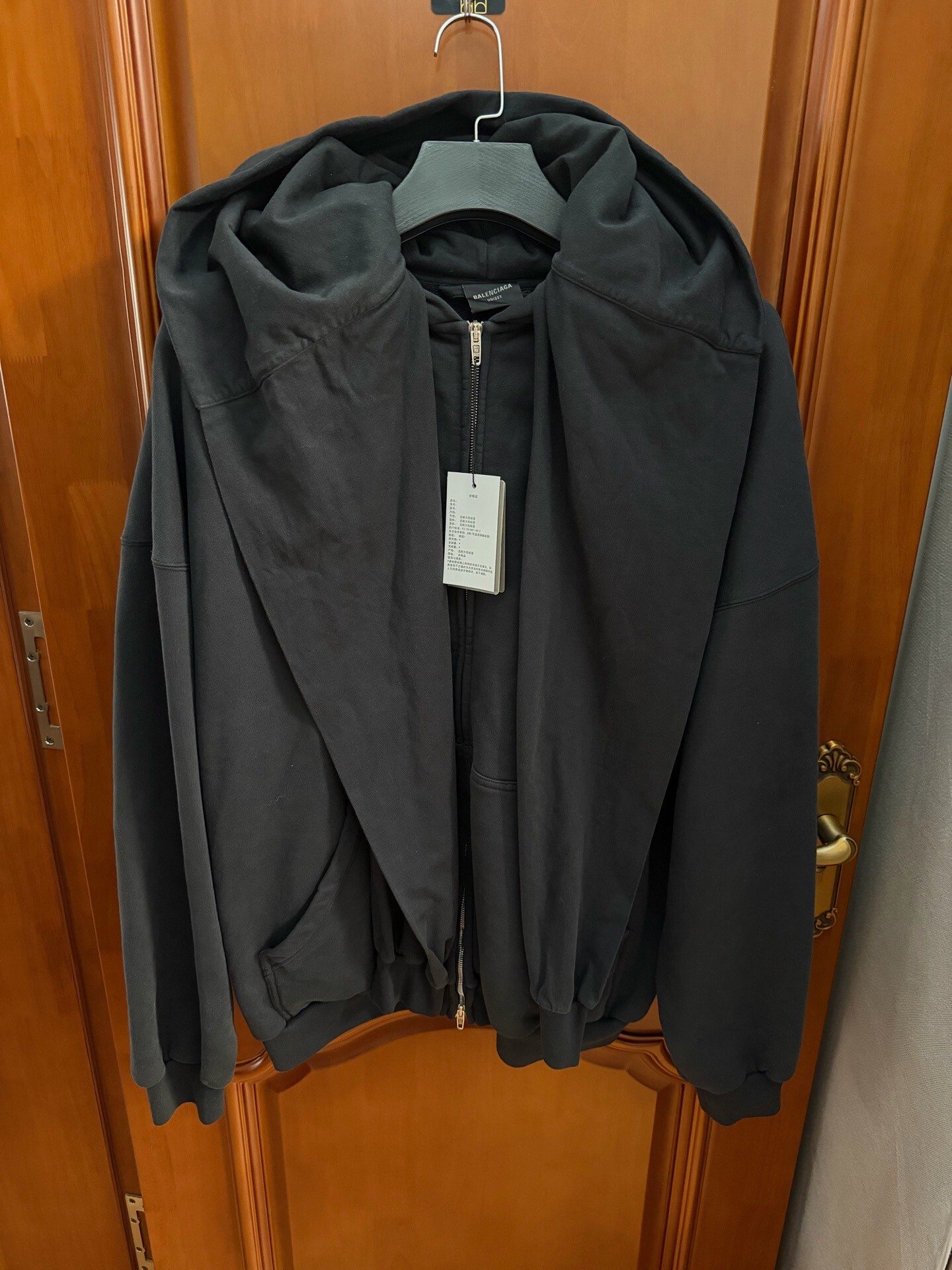 Balenciaga Black Four-Sleeve Zip Hoodie