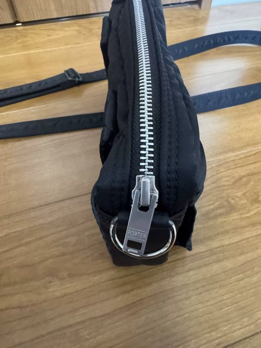Porter Tanker Black Crossbody Bag — label