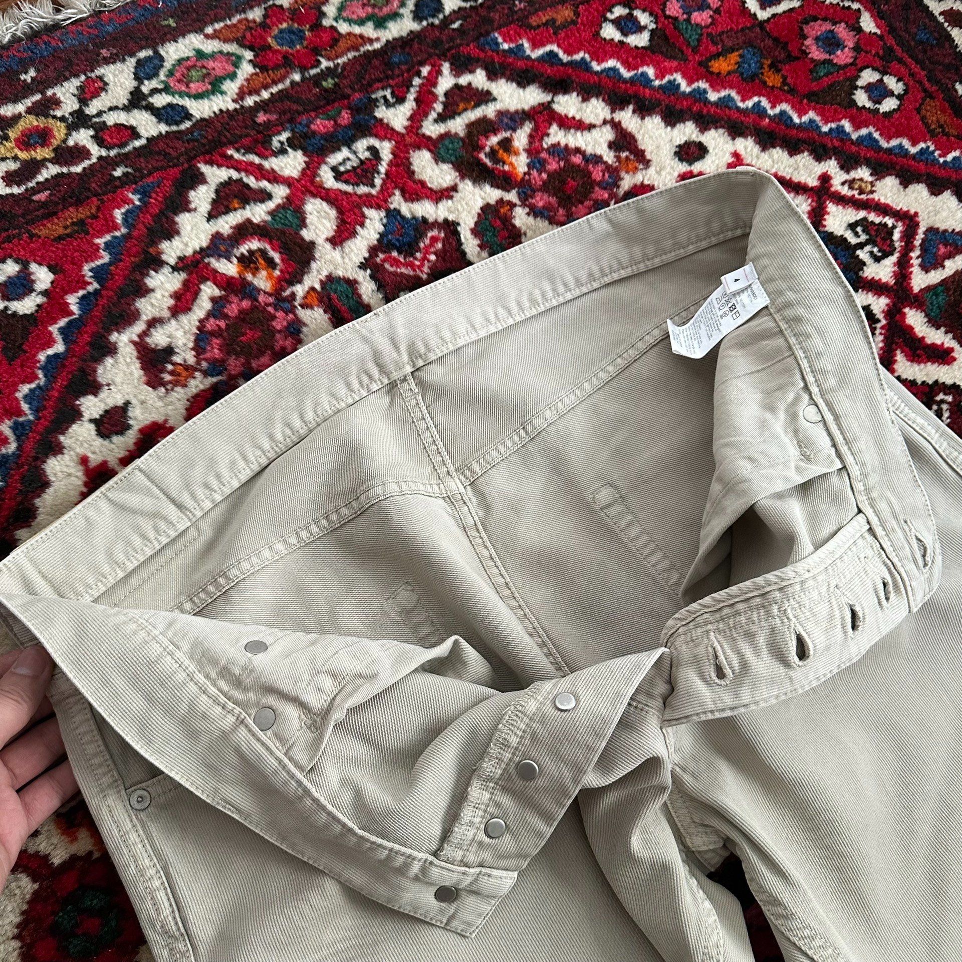 VISVIM 24SS FLUXUS 01 DMGD Beige Casual Pants — label