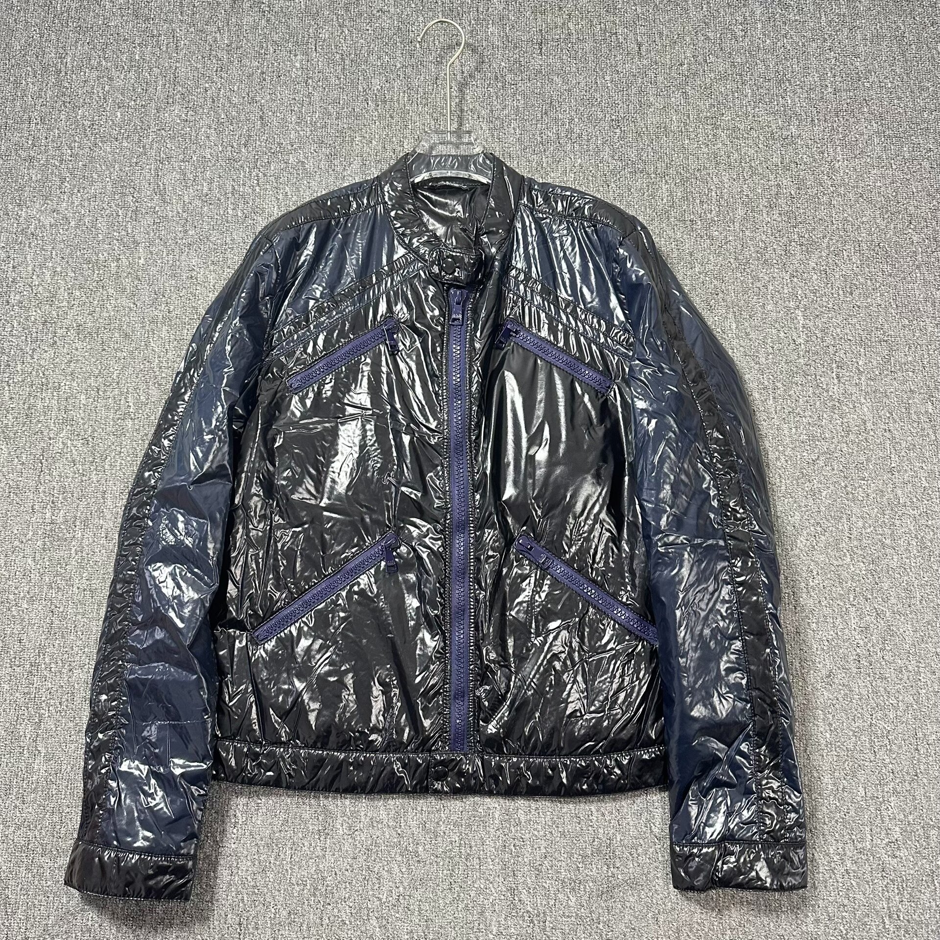 Dolce&Gabbana Shiny Colorblock Down Moto Jacket