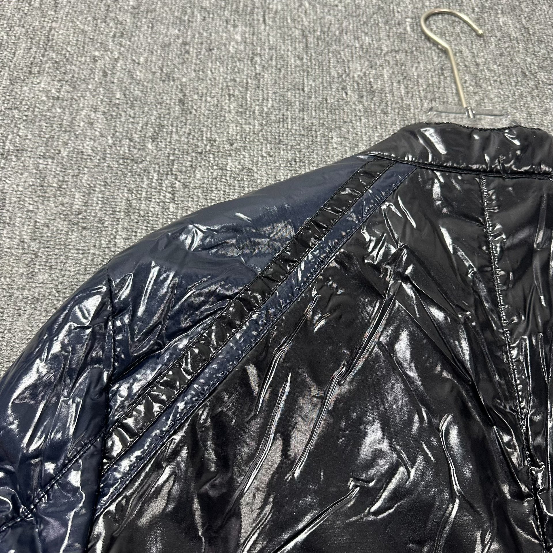 Dolce&Gabbana Shiny Colorblock Down Moto Jacket — back