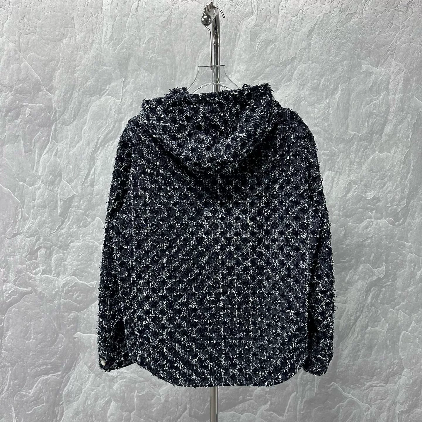 Louis Vuitton FW25 Flocked Print Hooded Jacket — back