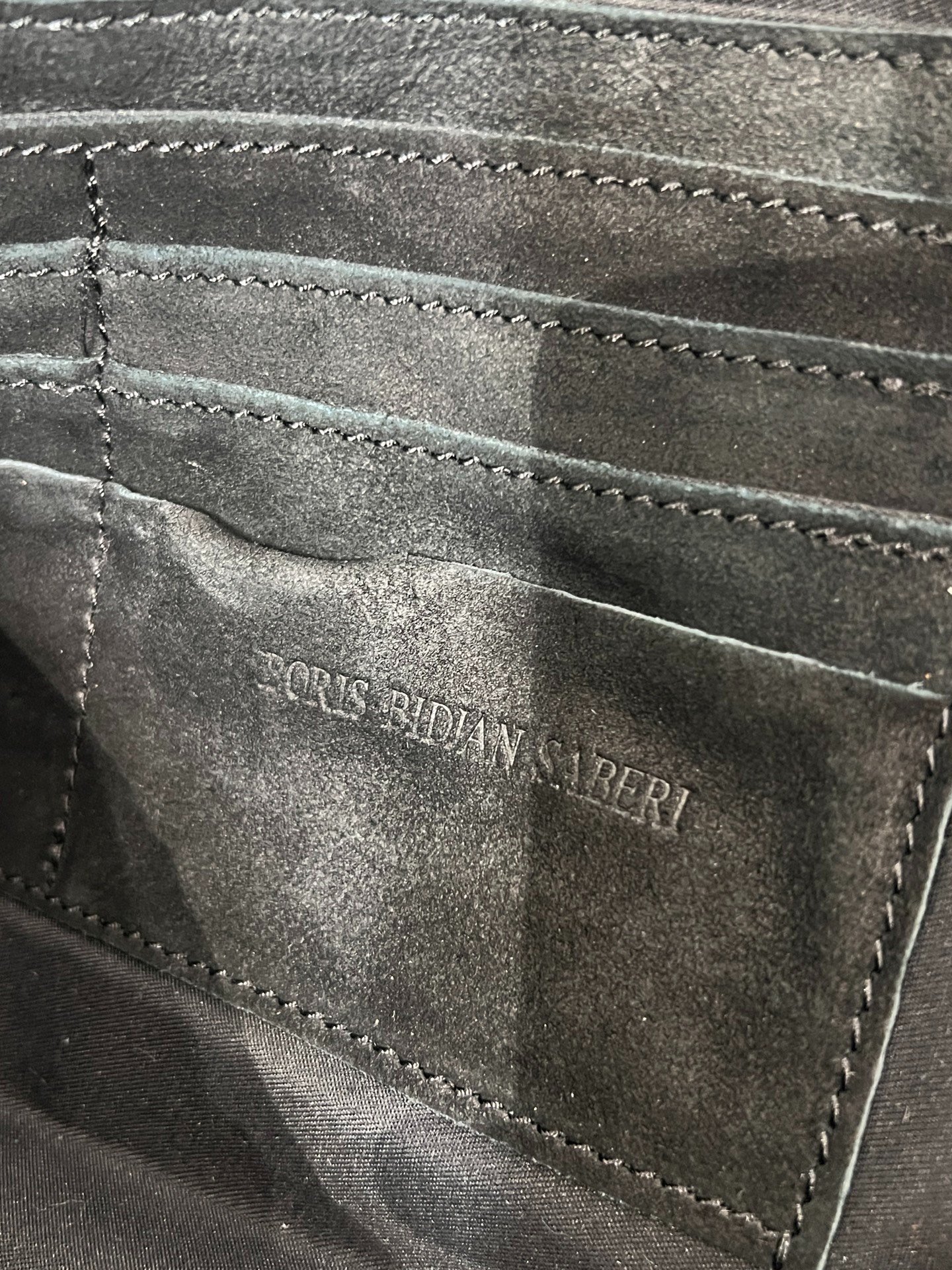 Boris Bidjan Saberi Suede Handbag — label