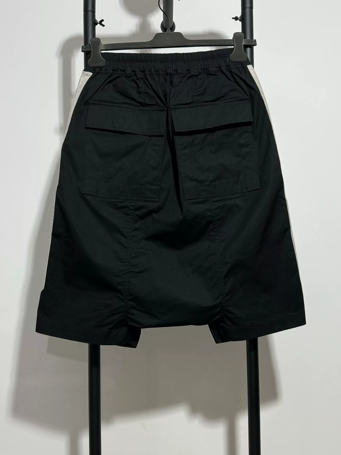 Rick Owens Black Side Panel Shorts — front
