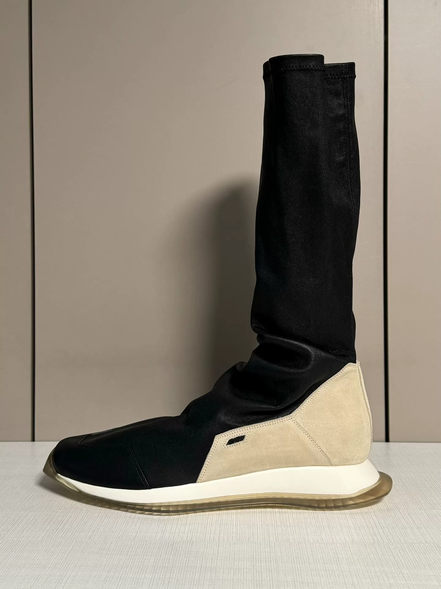 Rick Owens Oblique Runner Stretch Sock Tank Boots — detail