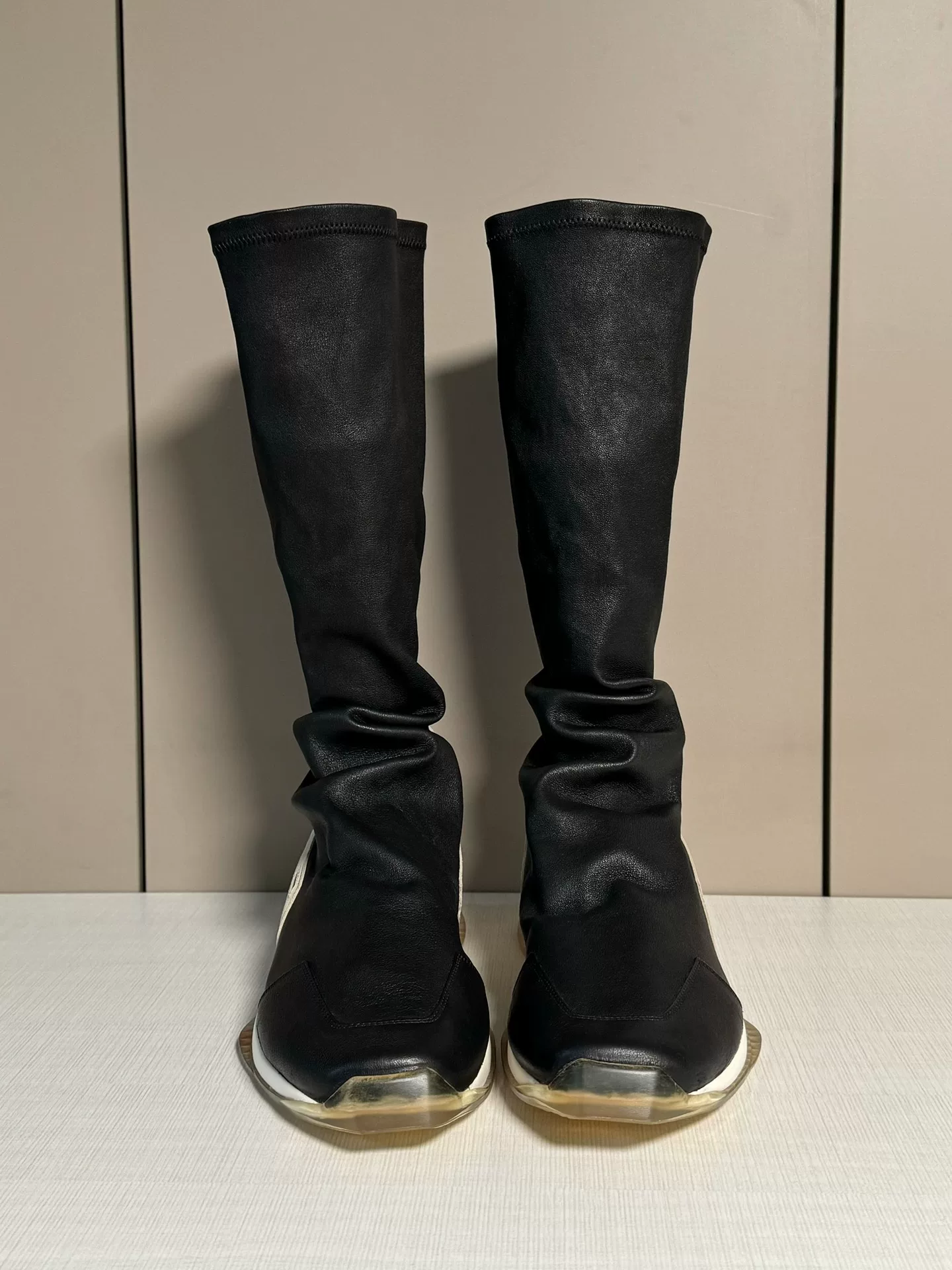 Rick Owens Oblique Runner Stretch Sock Tank Boots — front