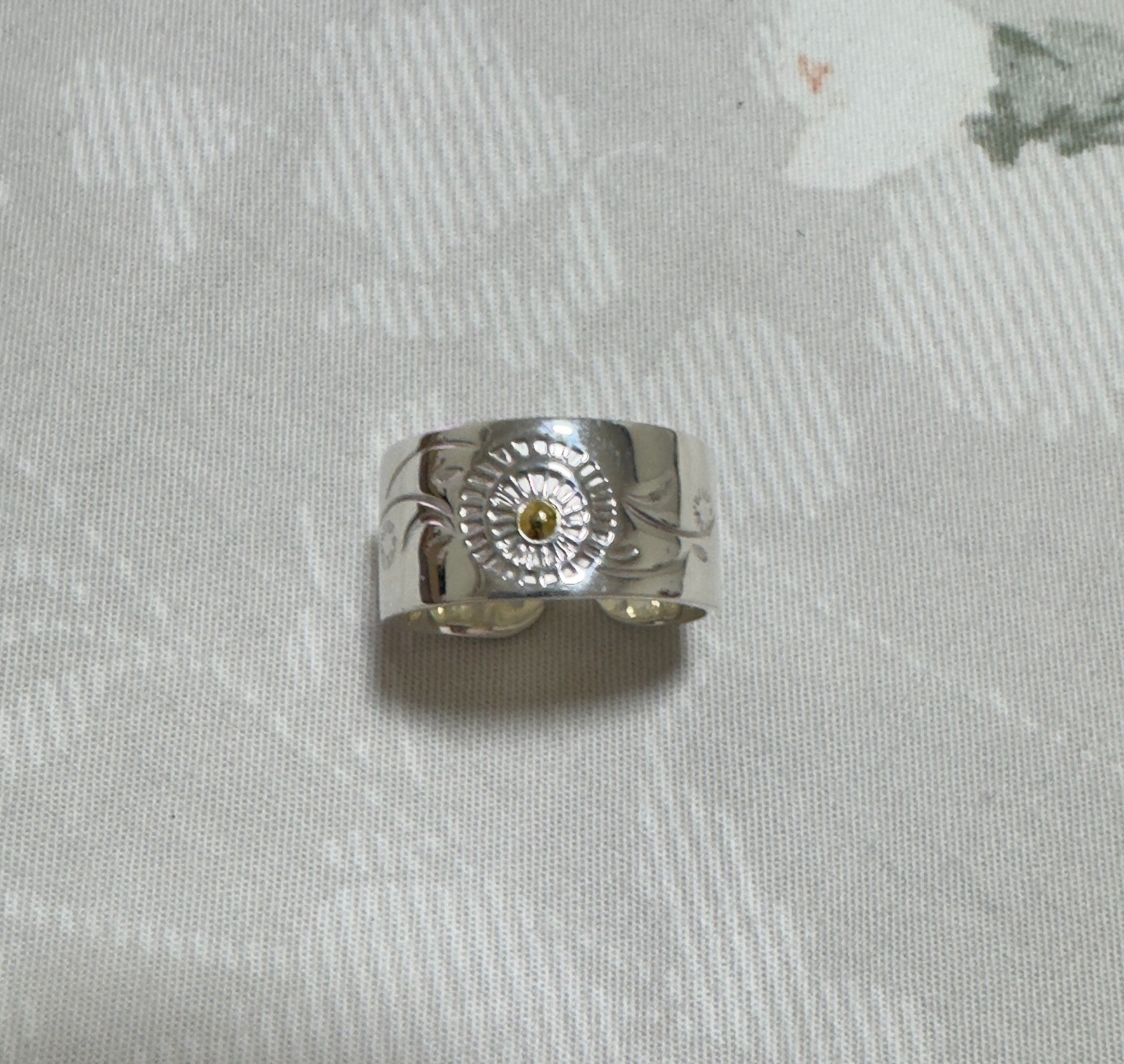 Silver 18k Gold Dot Sun Tang Grass Open Ring