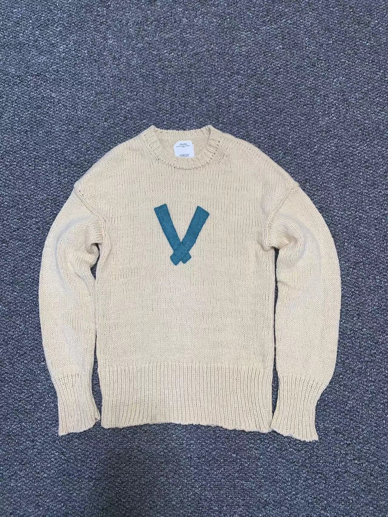 visvim letterman cream knit sweater