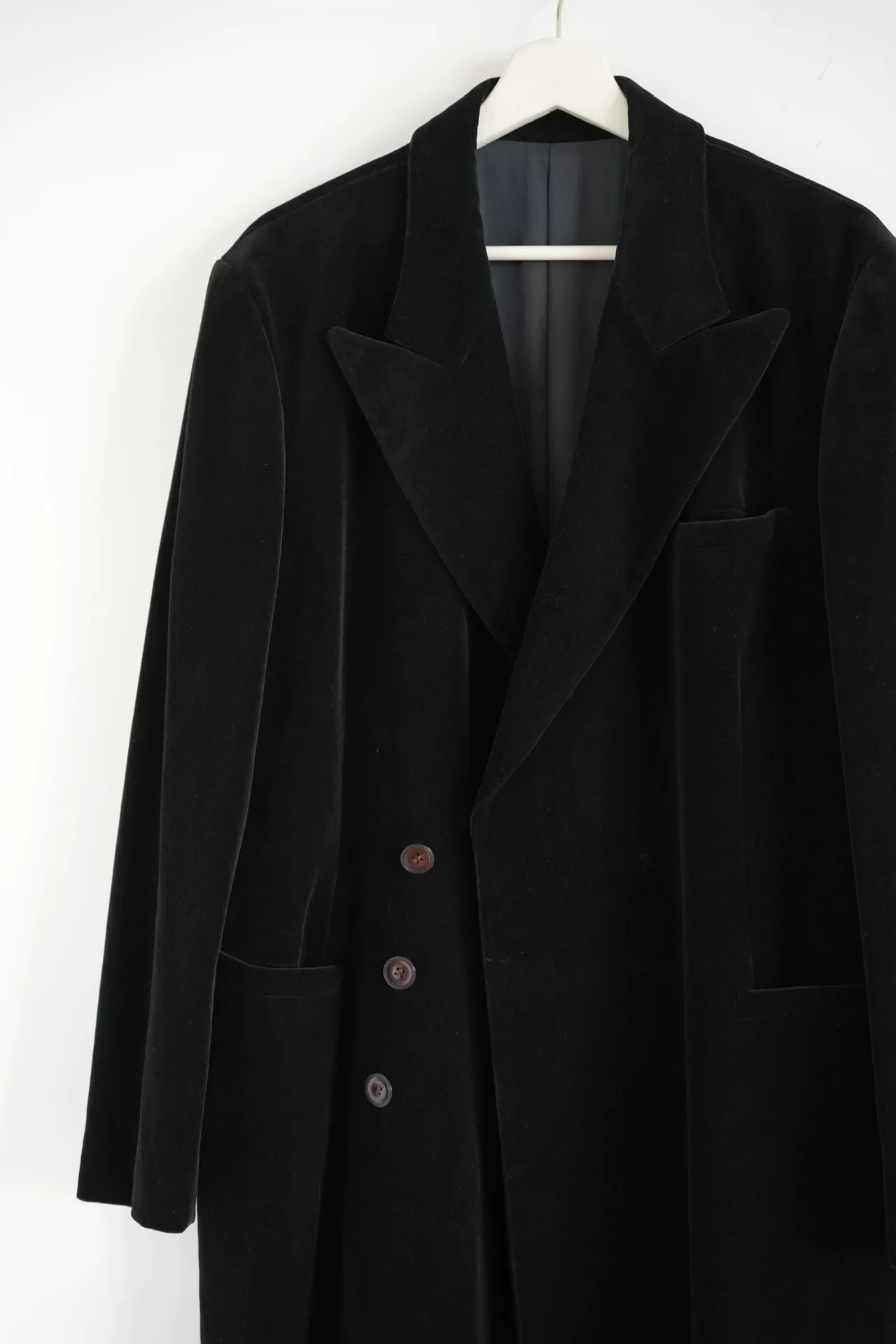 Jean Paul Gaultier Velvet Diagonal Coat — label