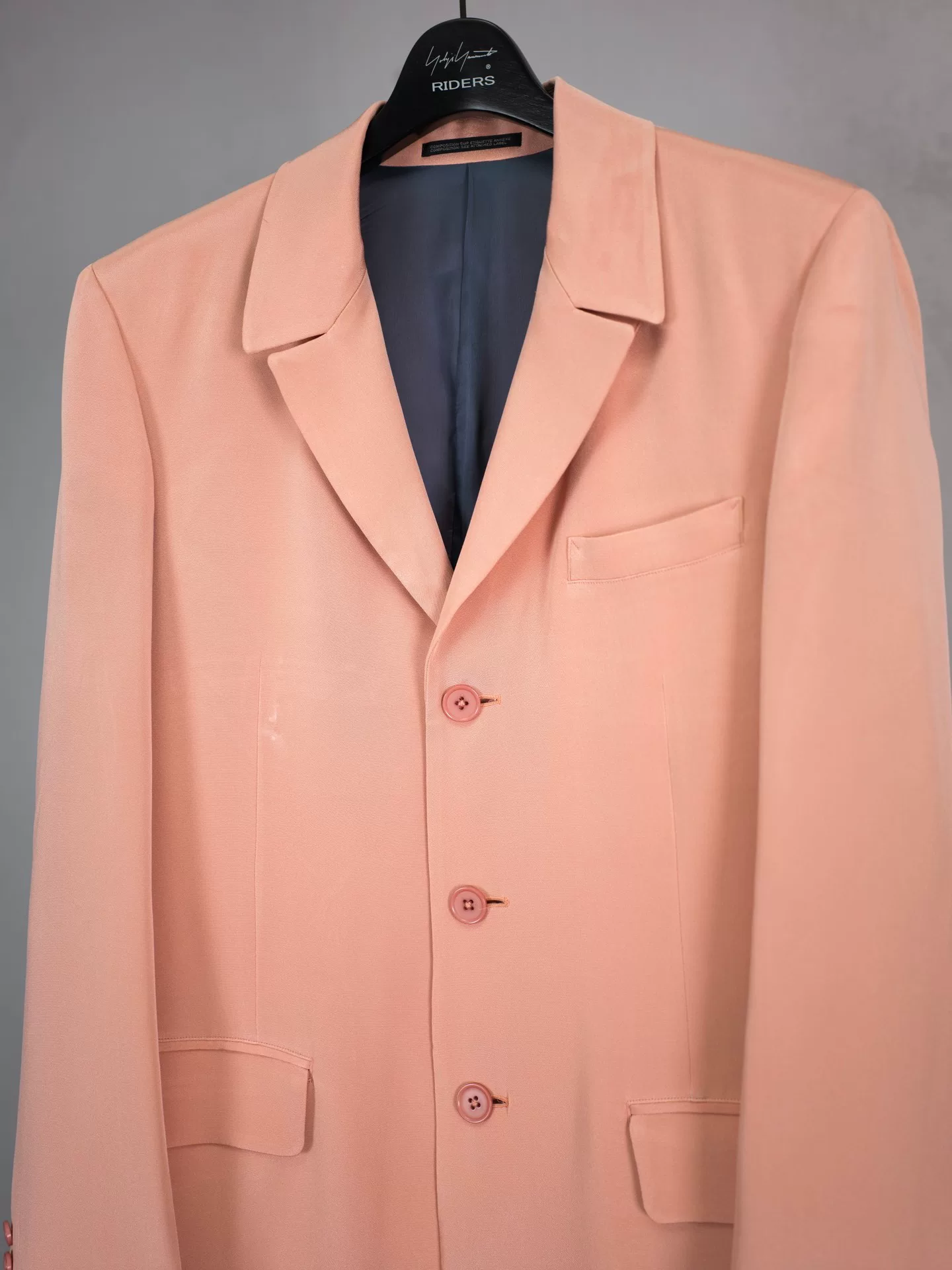 Yohji Yamamoto 10AW Light Pink Silk Coat — label
