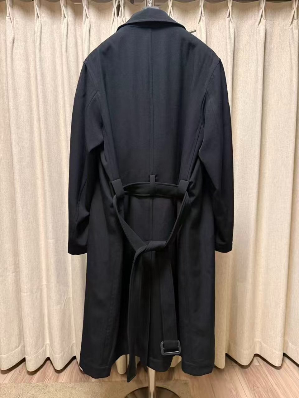 Yohji Yamamoto Black Long Wool Coat — front