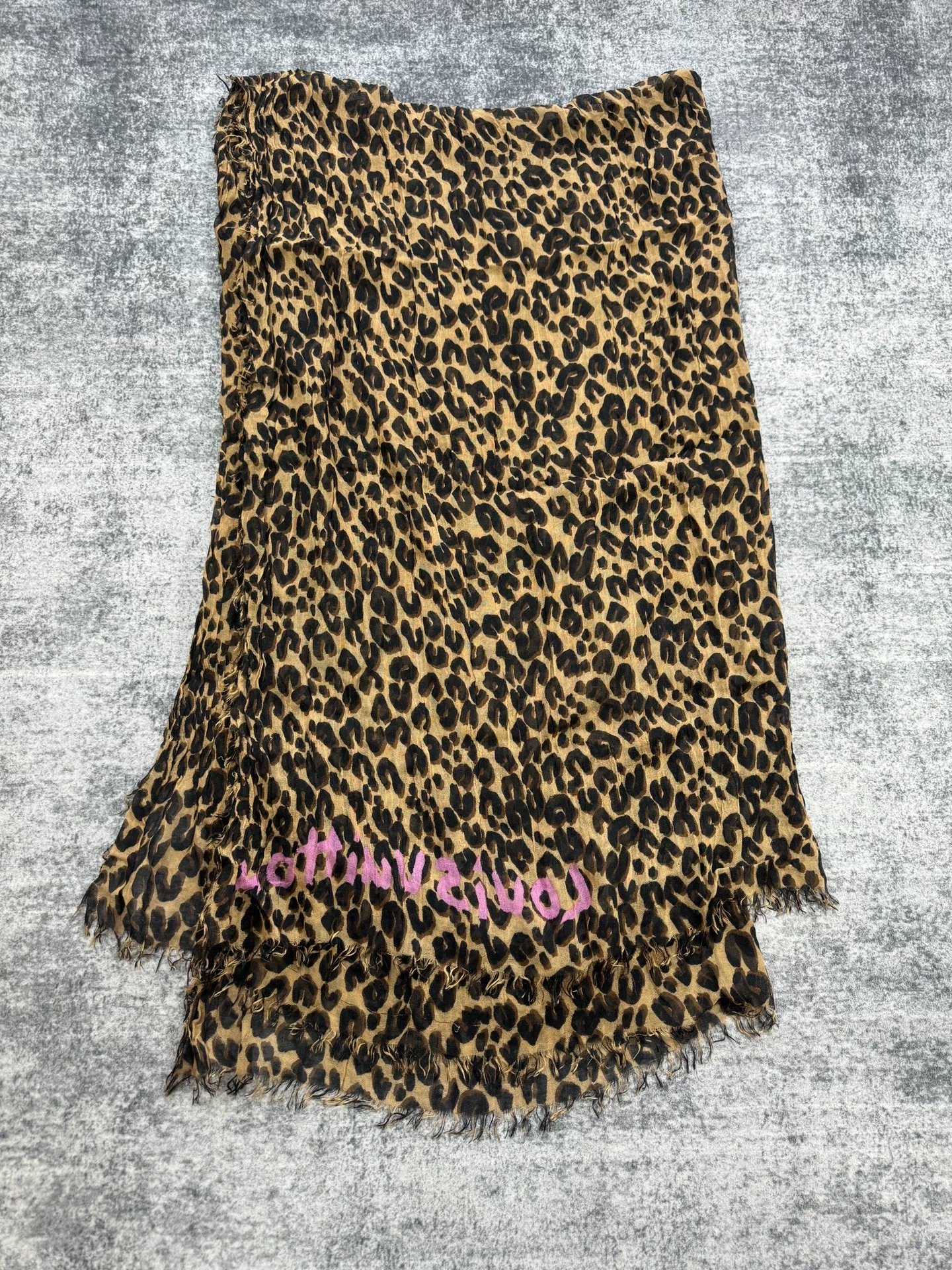 Louis Vuitton Leopard Oversized Shawl Scarf — front