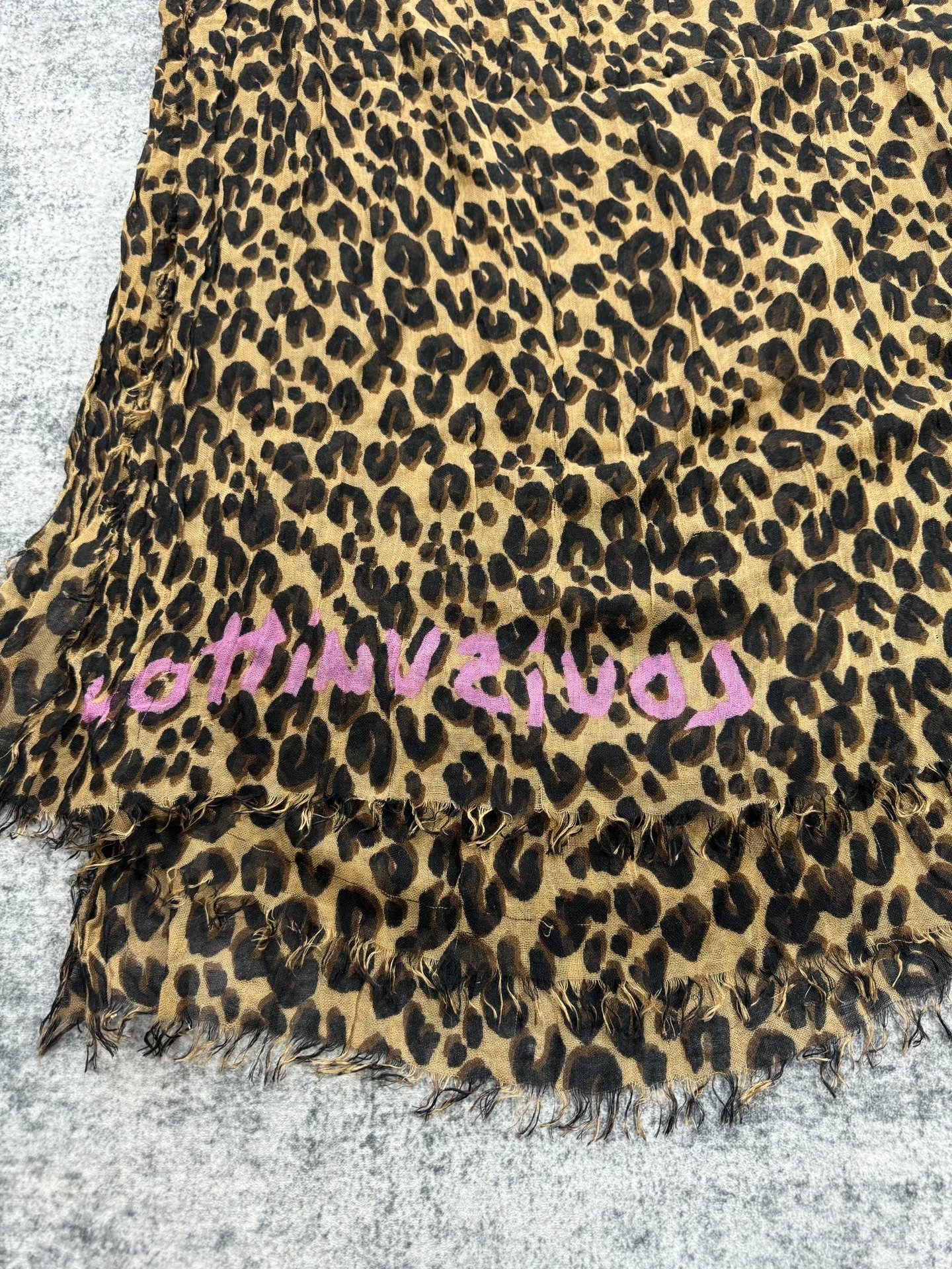 Louis Vuitton Leopard Oversized Shawl Scarf — detail