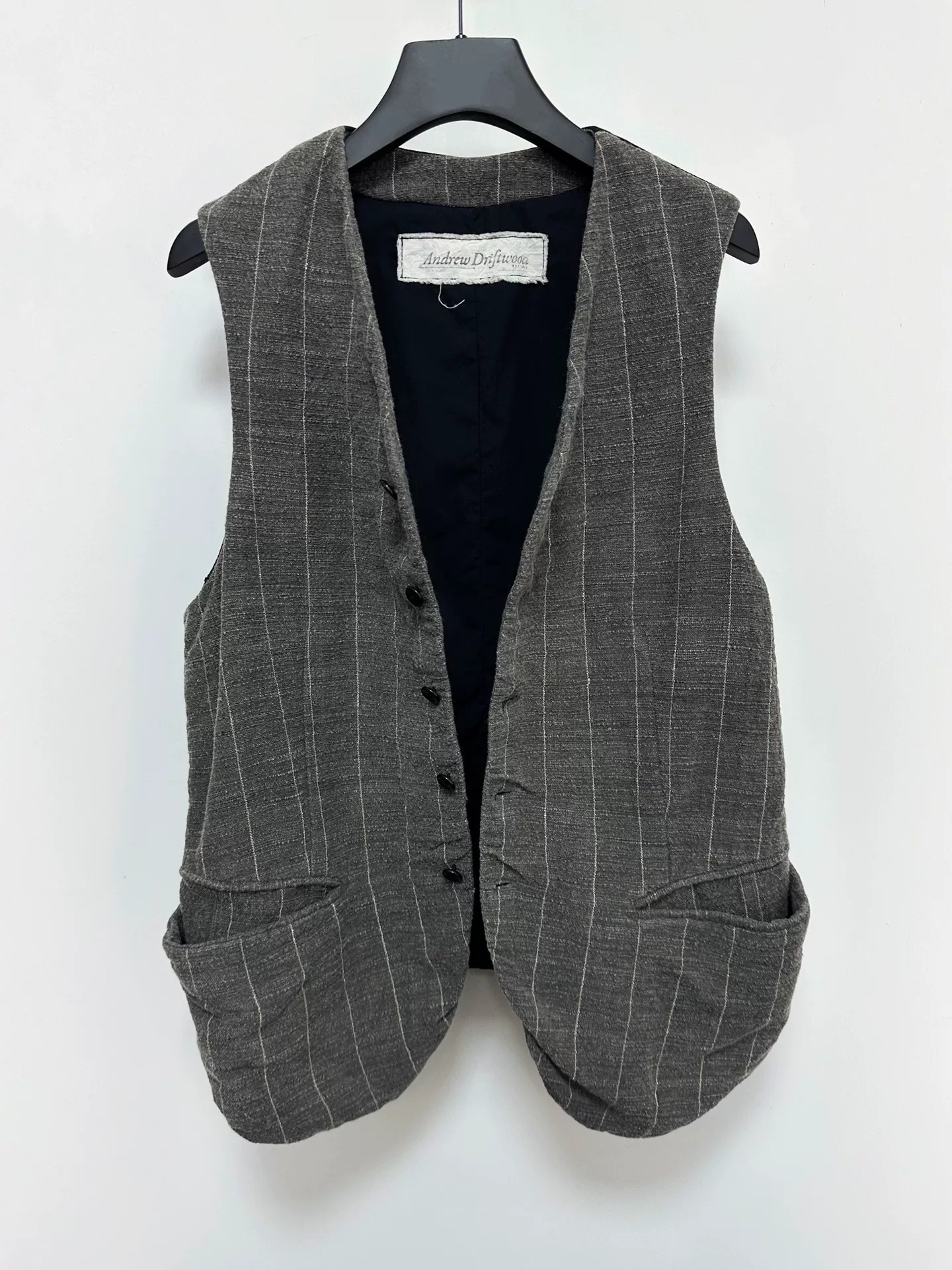 Andrew Driftwood Silk Wool Vintage Cotton Vest — front