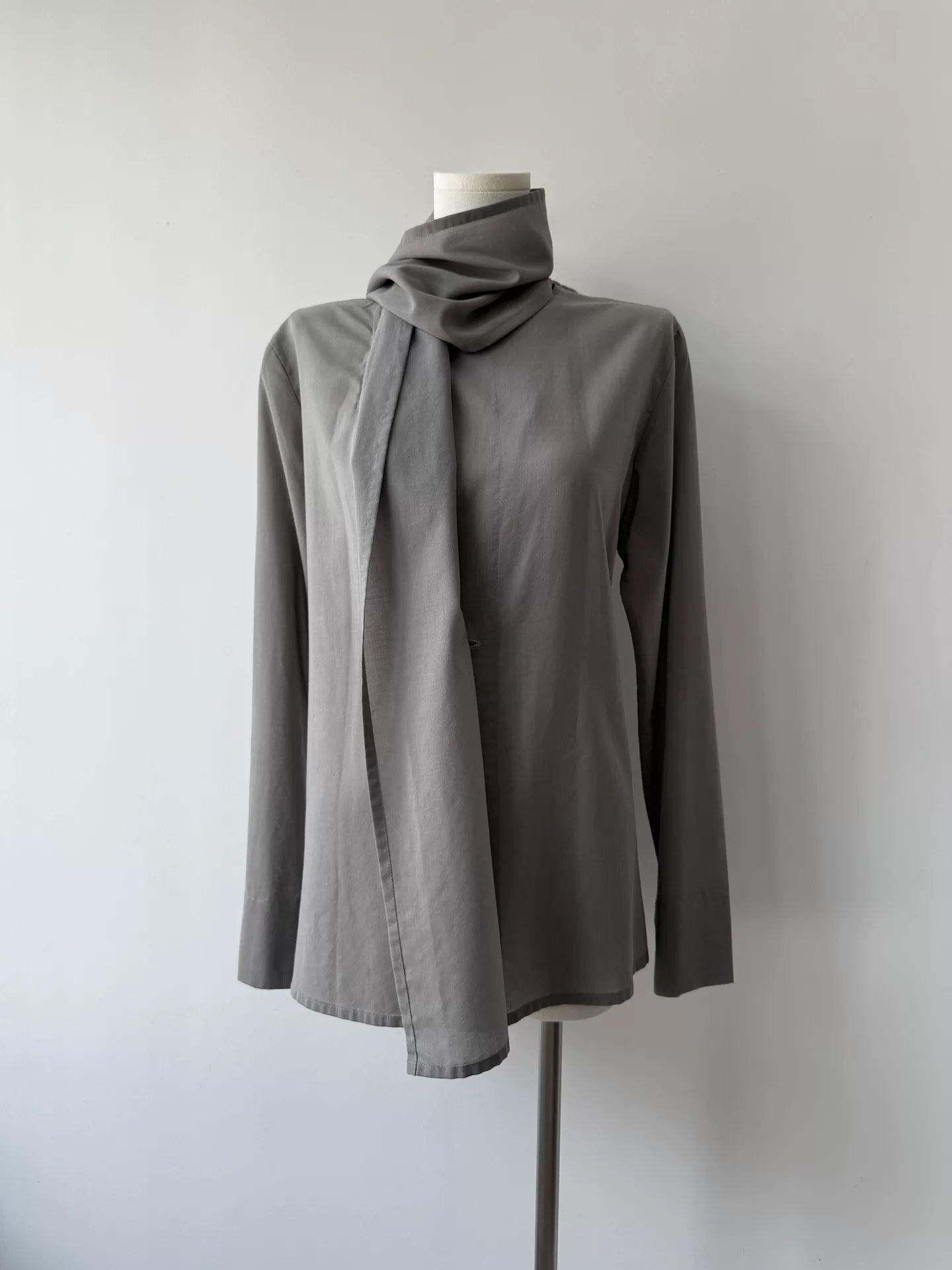 Yohji Yamamoto Cold Gray Multi-Way Collar Shirt — front