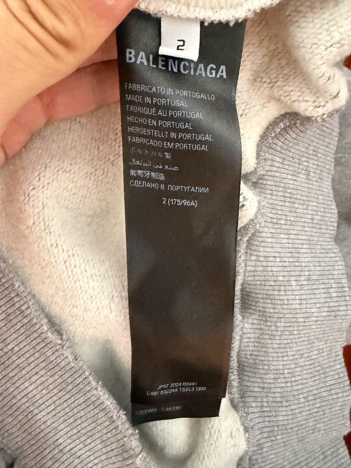 Balenciaga Gray English Logo Hoodie — back
