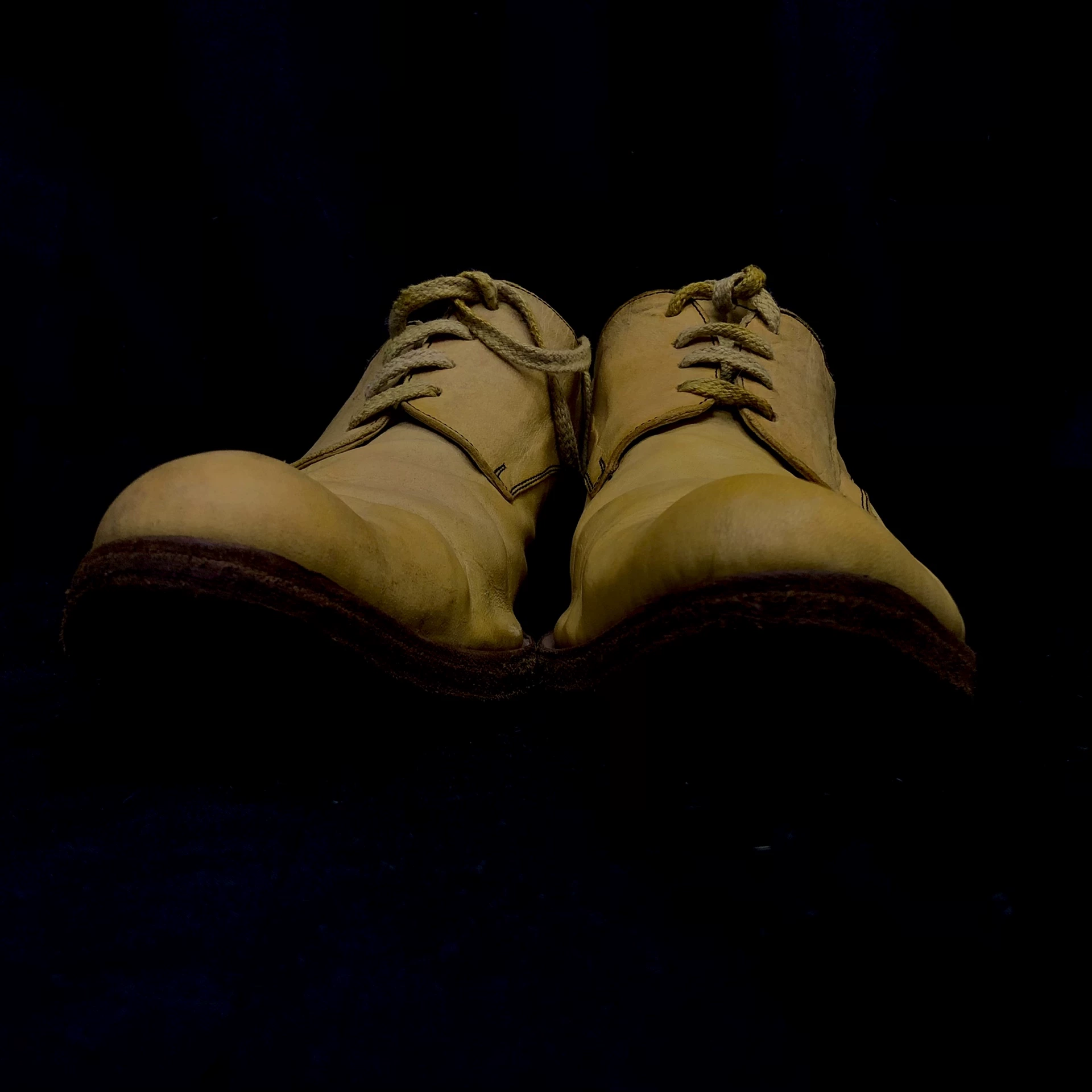 Goose Yellow Horsehide Derby Shoes — front