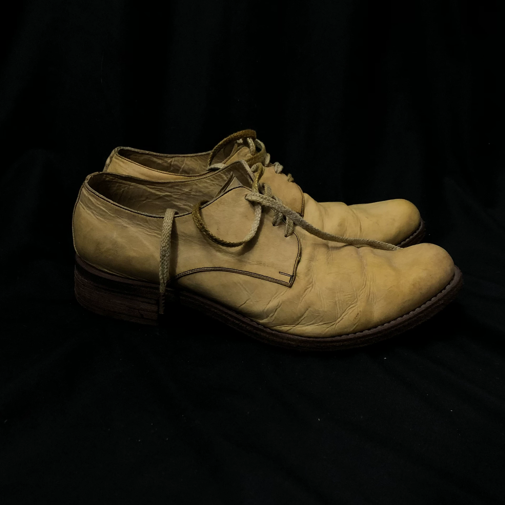 Goose Yellow Horsehide Derby Shoes — back