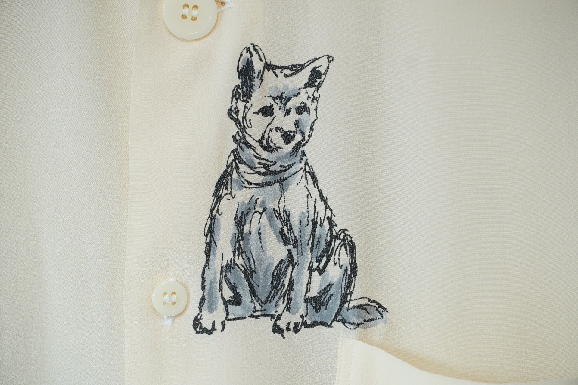 Yohji Yamamoto 1990SS Silk Dog Shirt — label