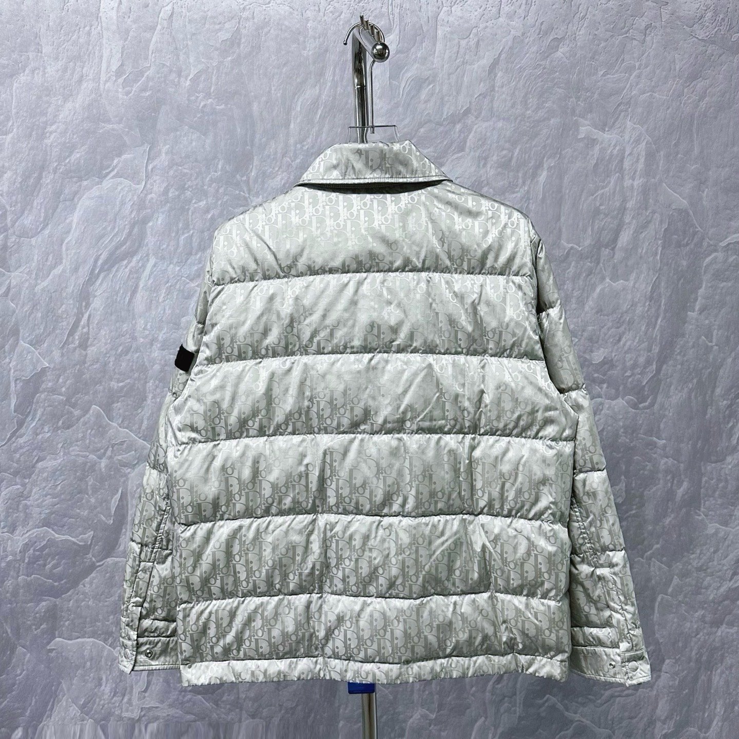 Dior Light Gray Logo Puffer Jacket — back