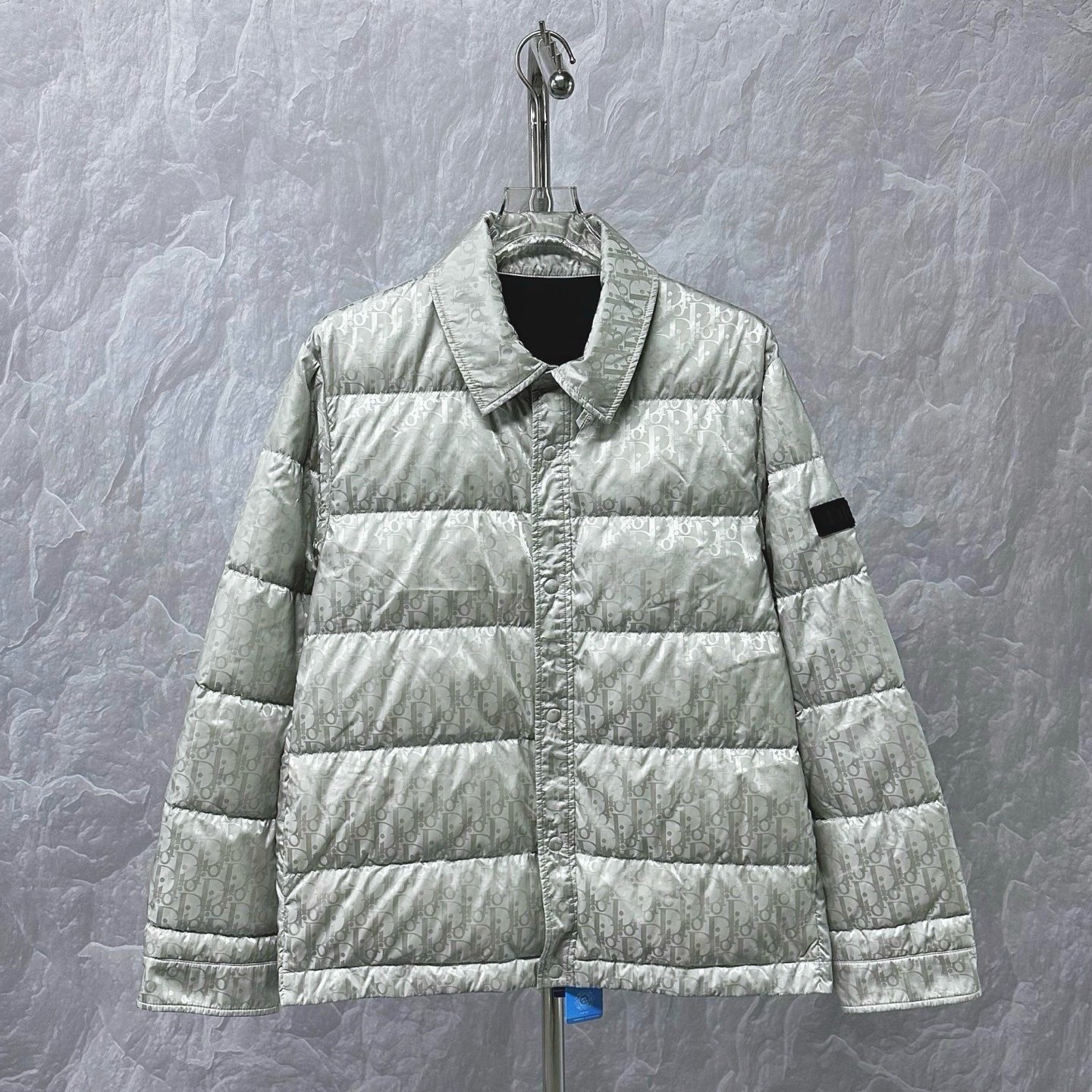 Dior Light Gray Logo Puffer Jacket