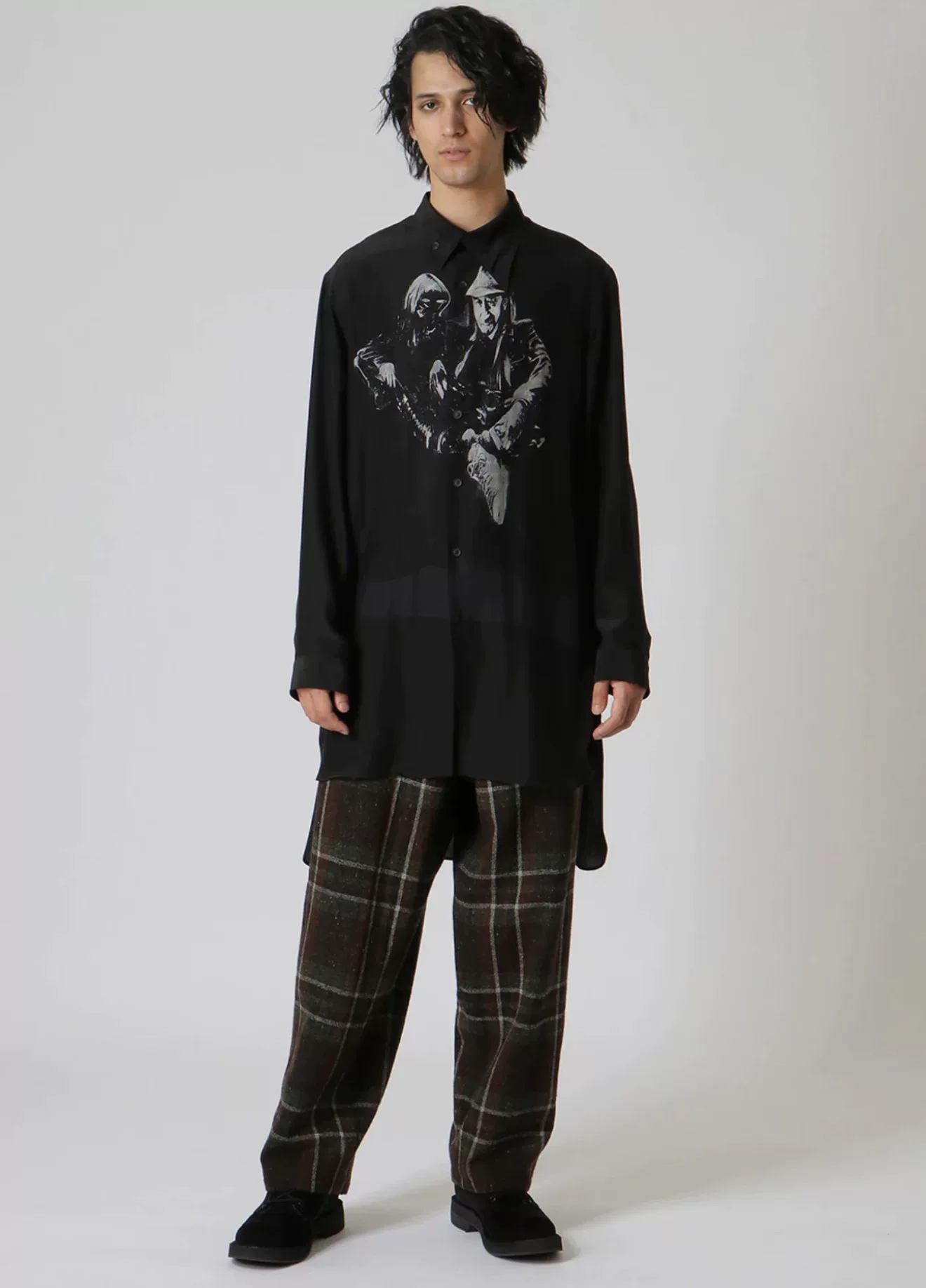 Yohji Yamamoto 22AW Silk Graphic Shirt — label