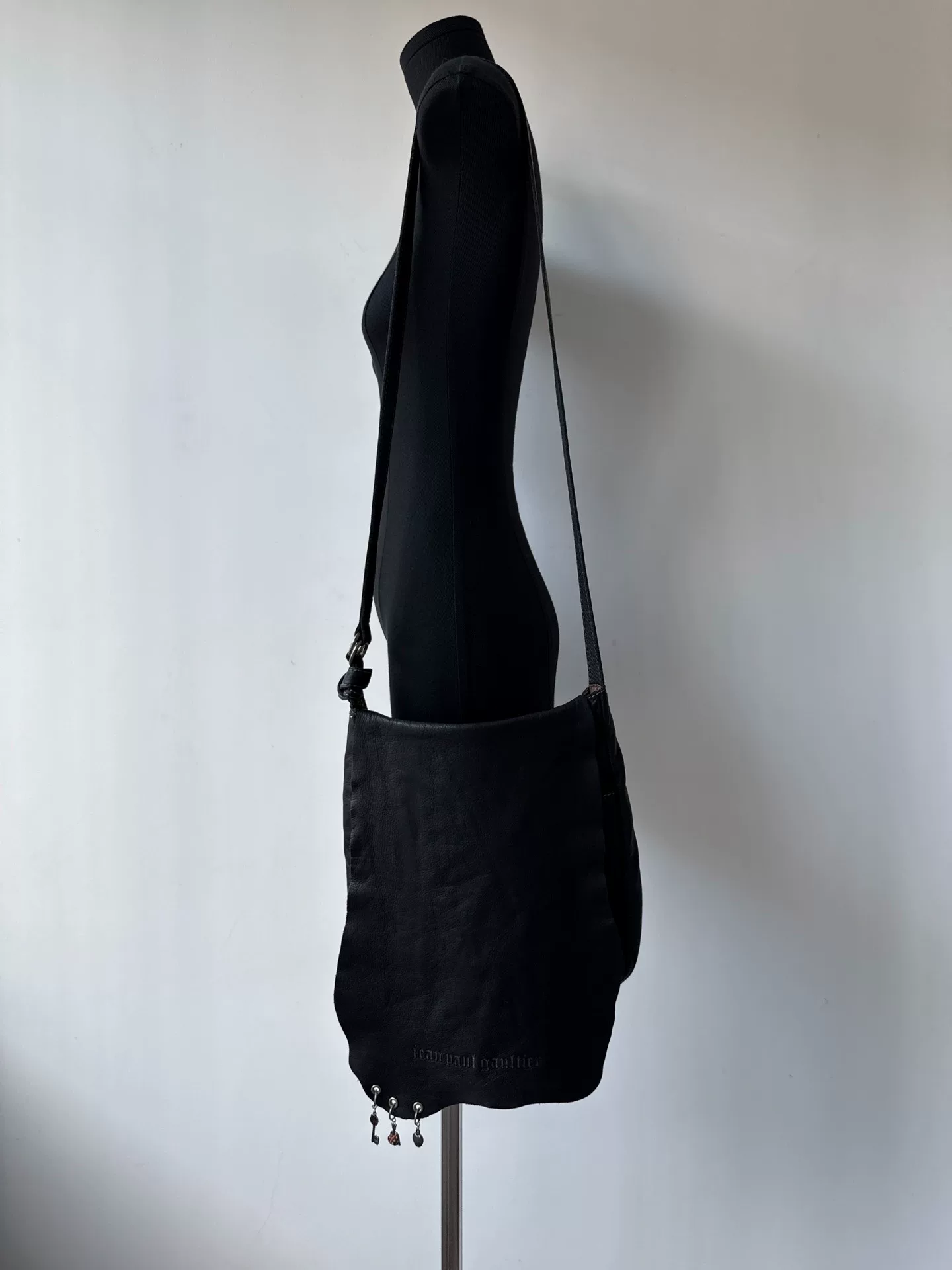 Jean Paul Gaultier Black Leather Crossbody — detail