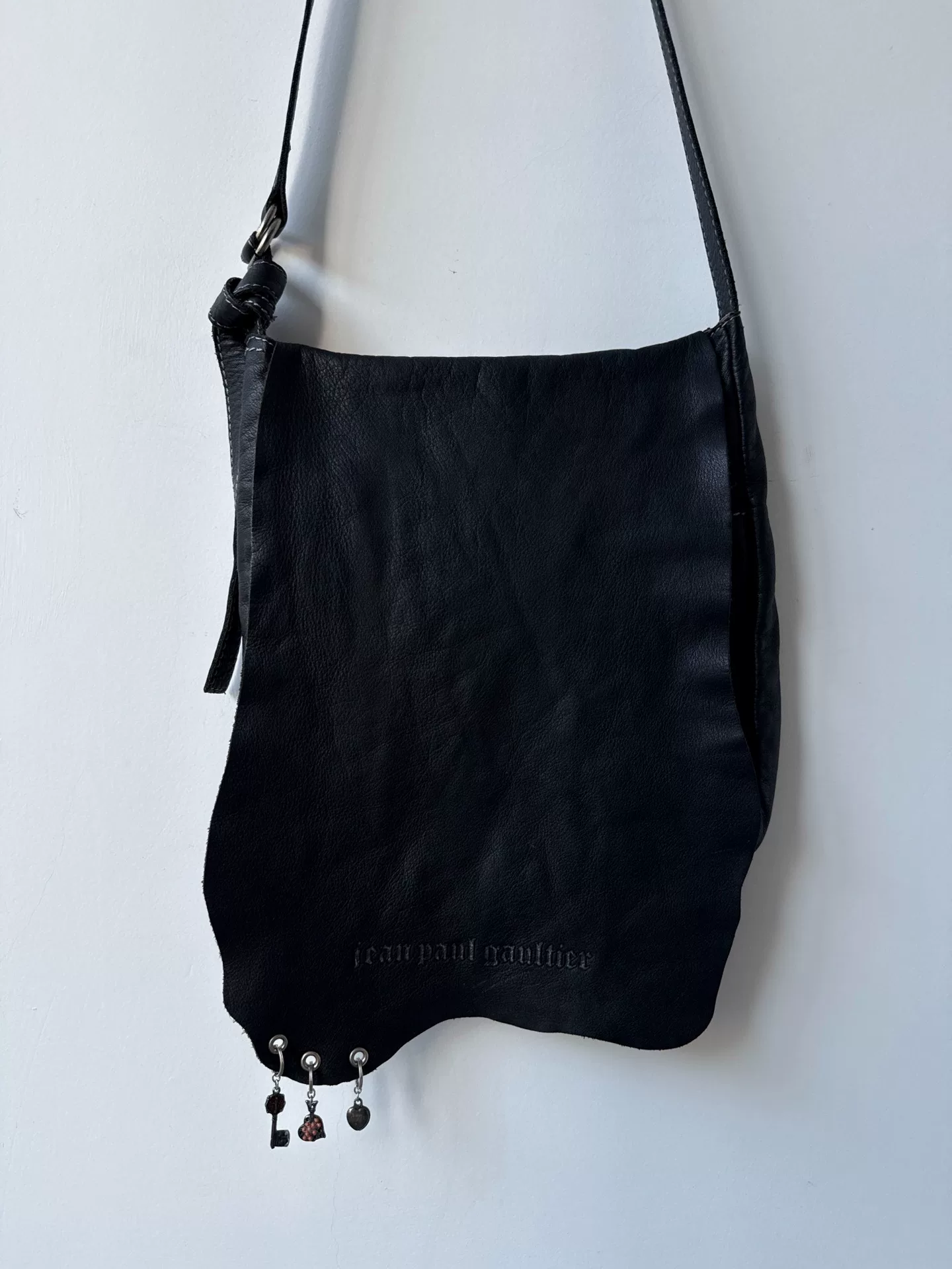 Jean Paul Gaultier Black Leather Crossbody — back