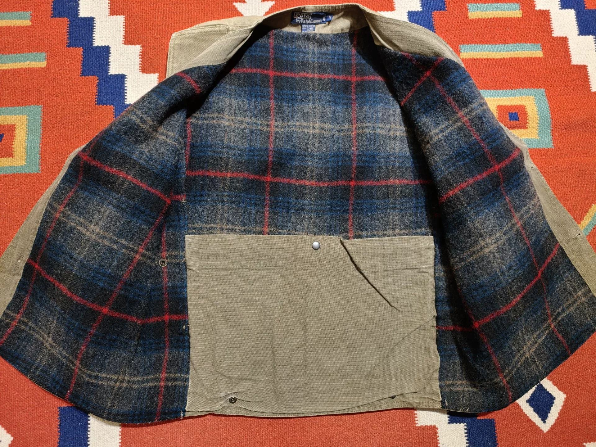 Vintage Polo Ralph Lauren Khaki Wool Vest — detail