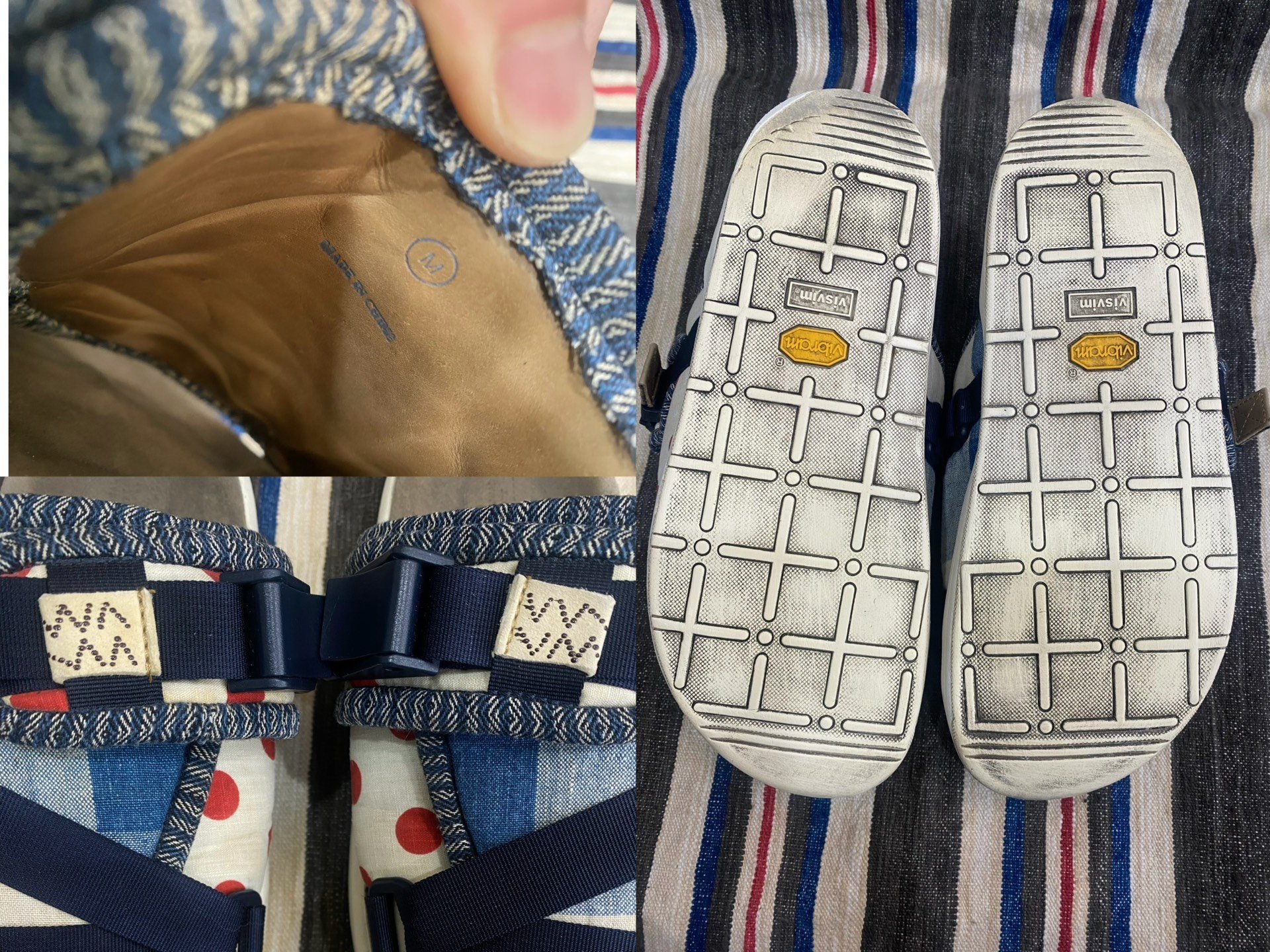 VISVIM Christo Collage Polka Dot Slippers — detail