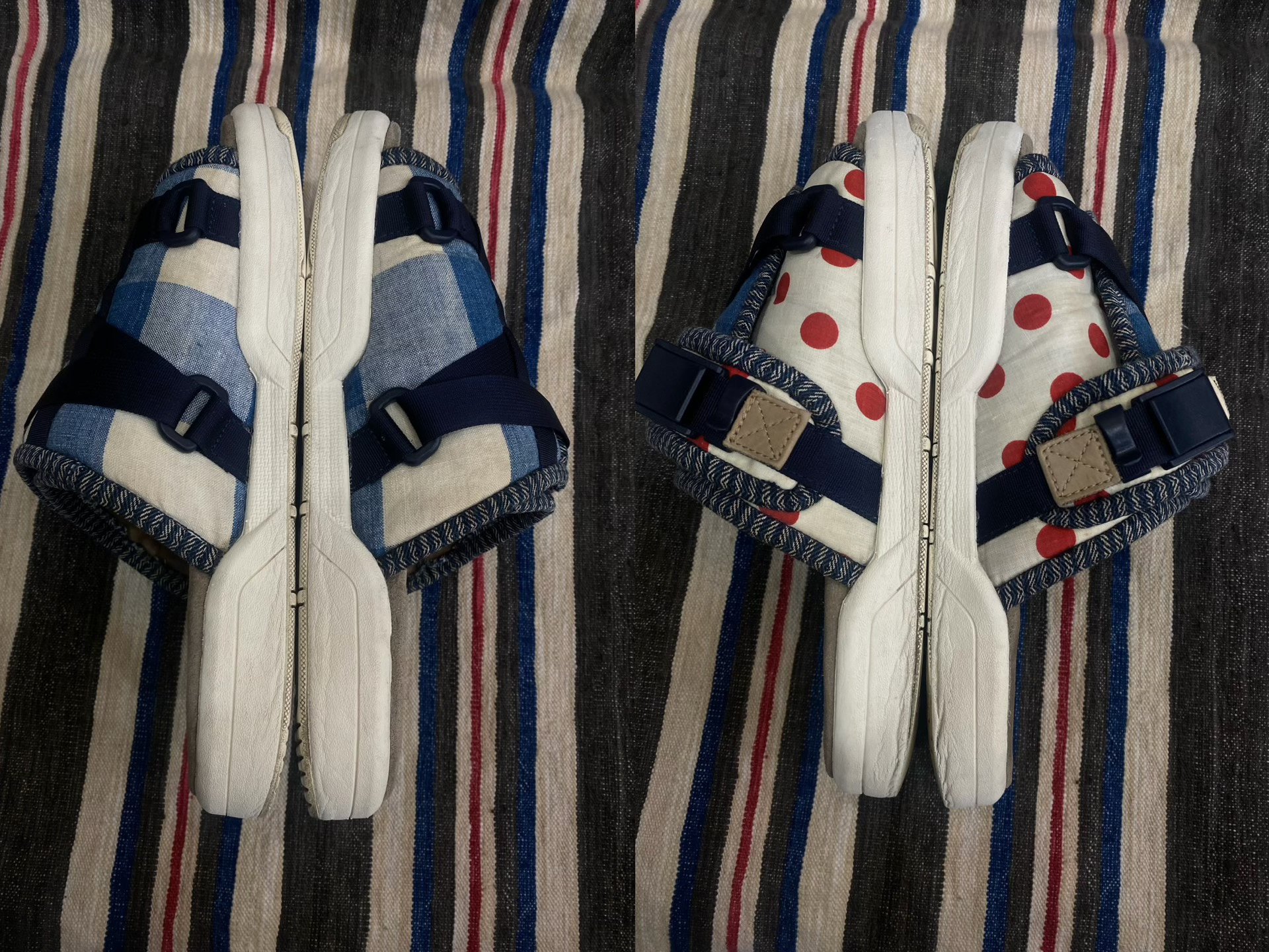 VISVIM Christo Collage Polka Dot Slippers — front