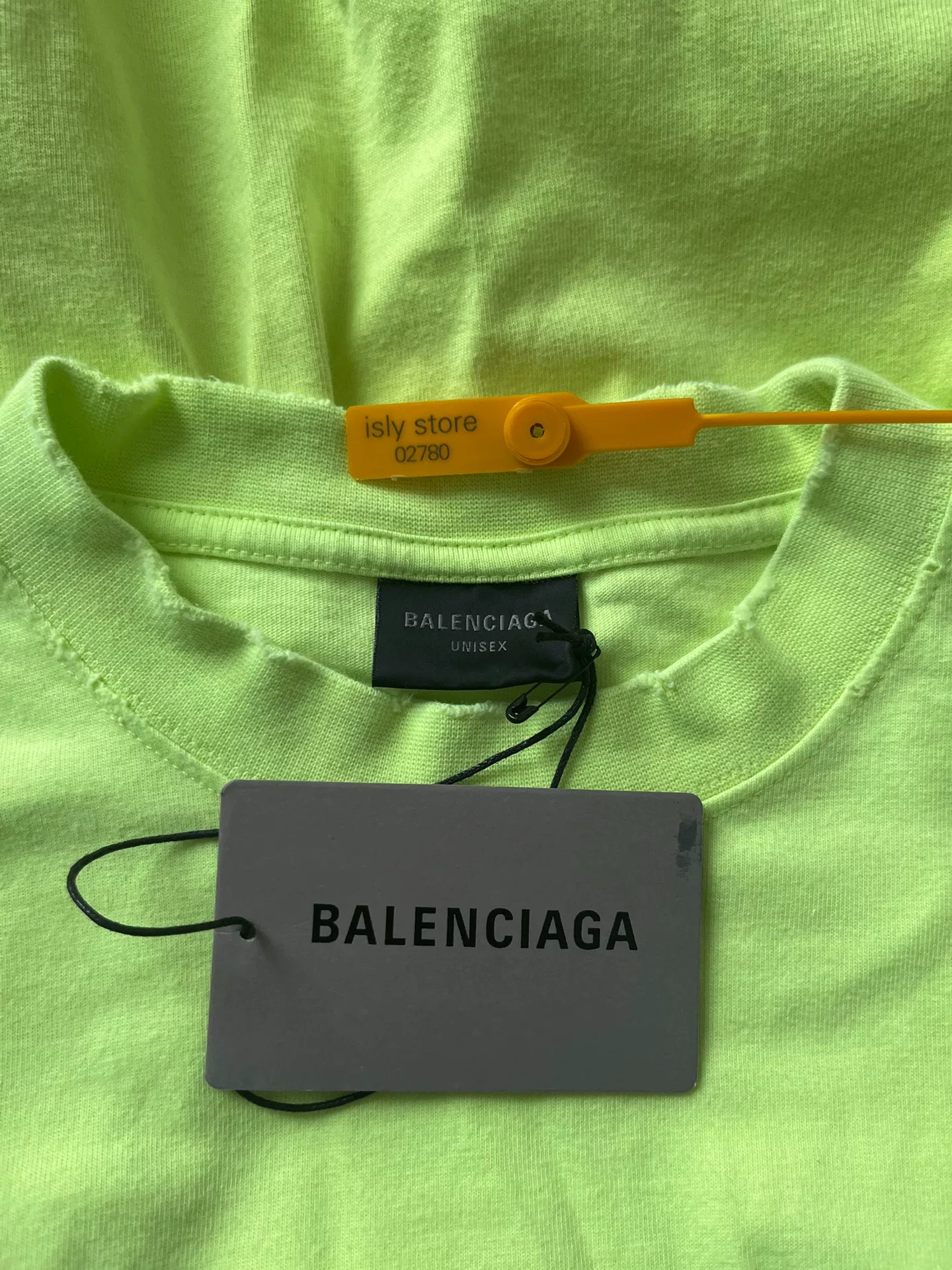 Balenciaga Neon Yellow Logo Loose T-shirt — label