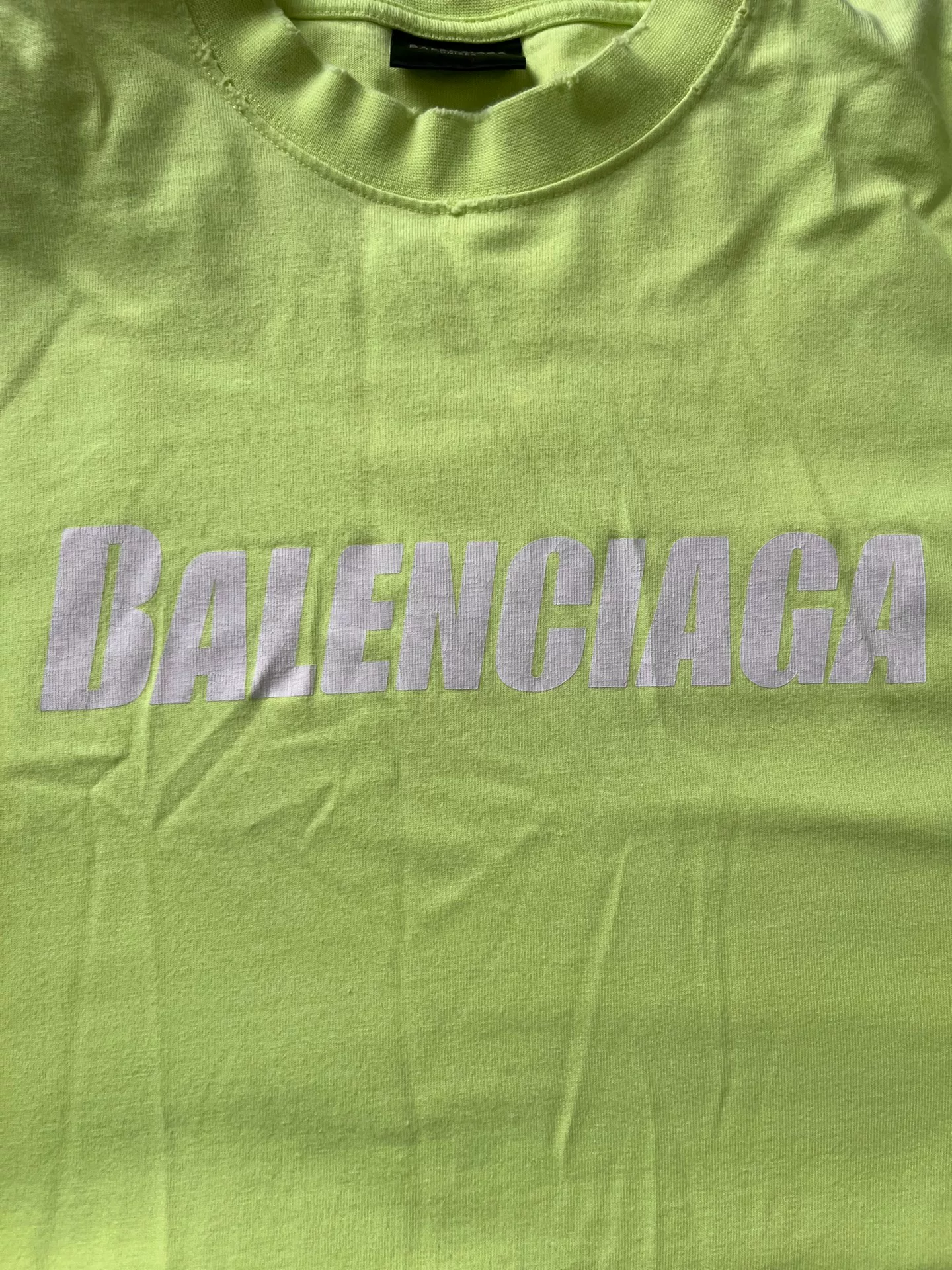 Balenciaga Neon Yellow Logo Loose T-shirt — detail