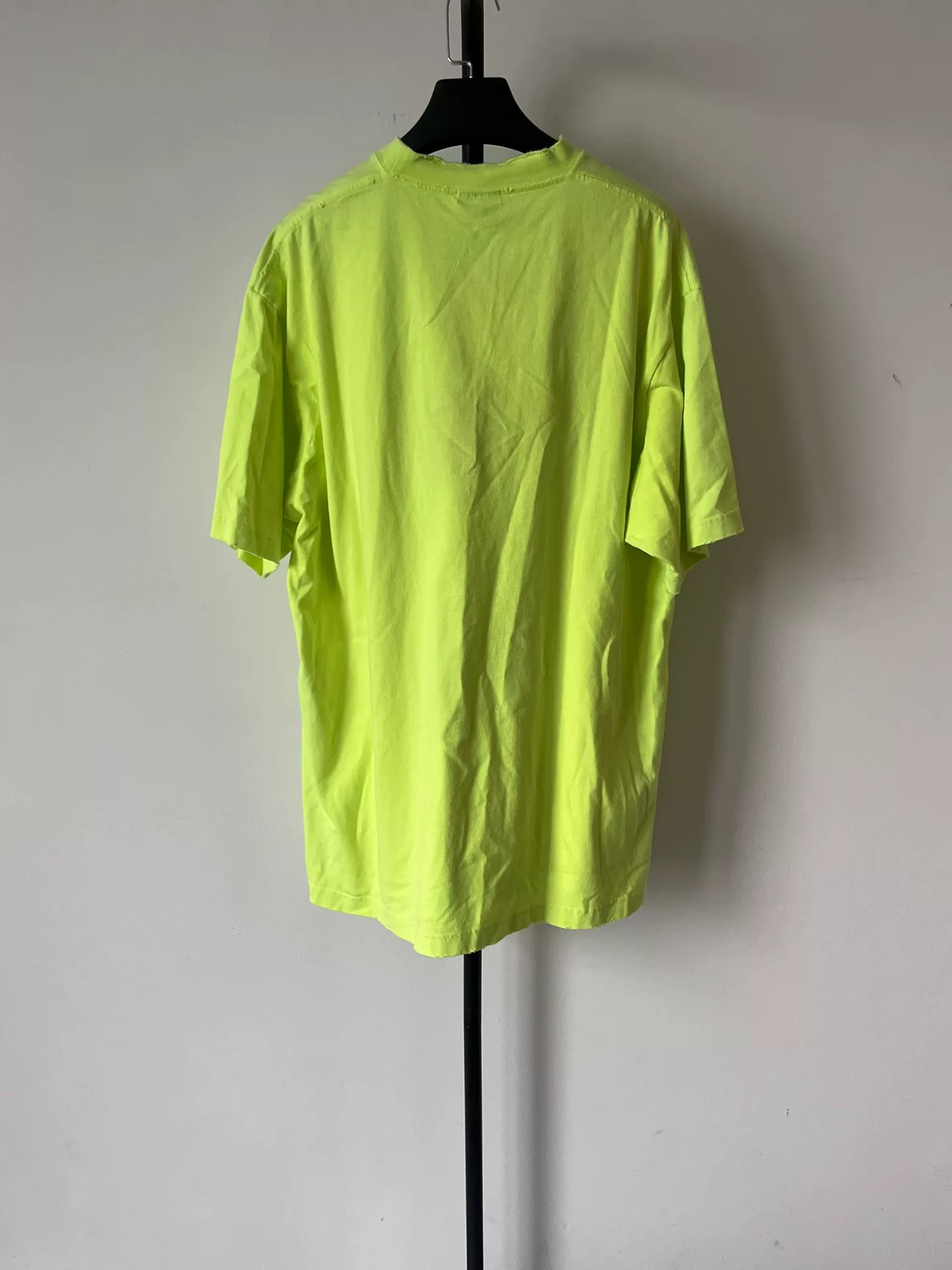 Balenciaga Neon Yellow Logo Loose T-shirt — front