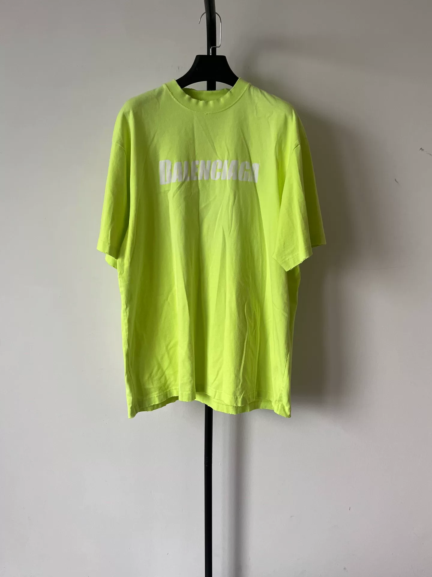 Balenciaga Neon Yellow Logo Loose T-shirt
