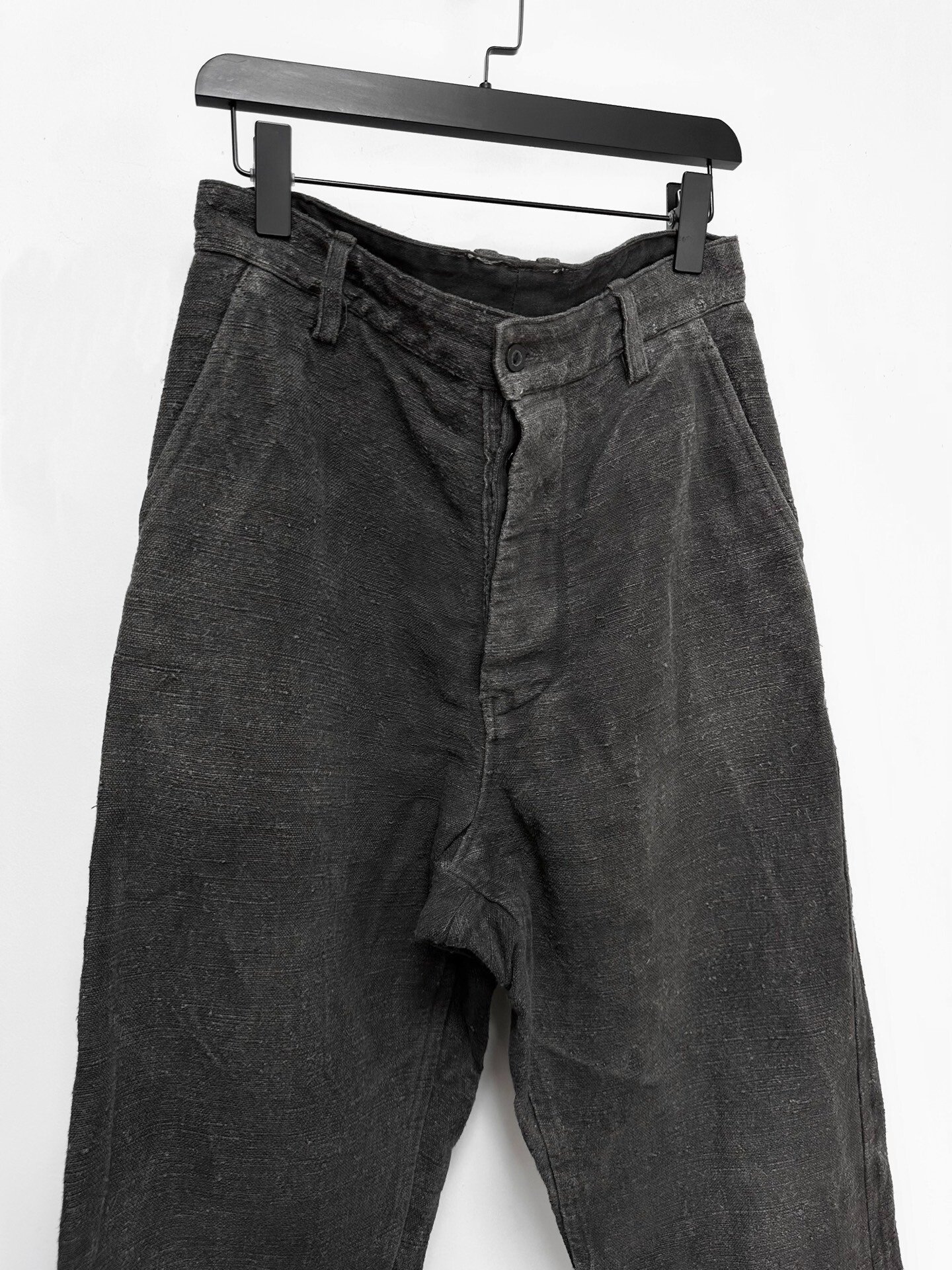 Andrew Driftwood Ink-Dyed Antique Linen Pants — detail