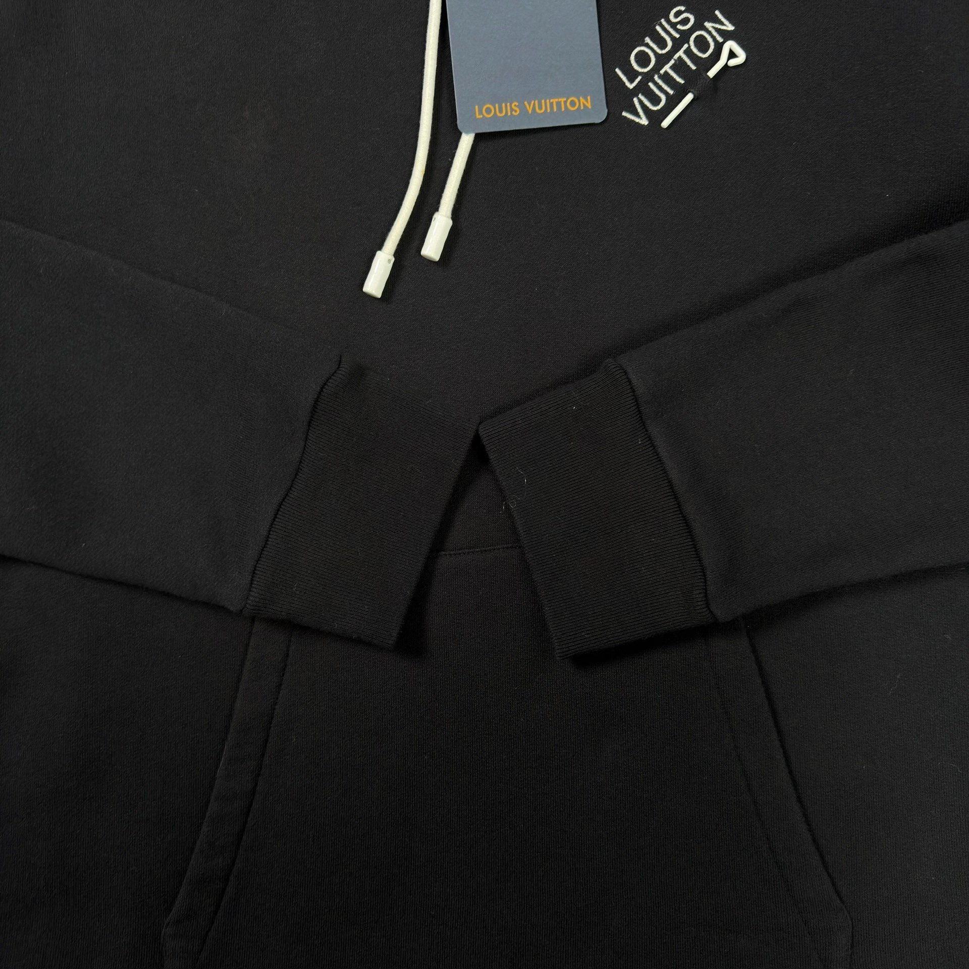 LV Embroidered Logo Black Hoodie — back