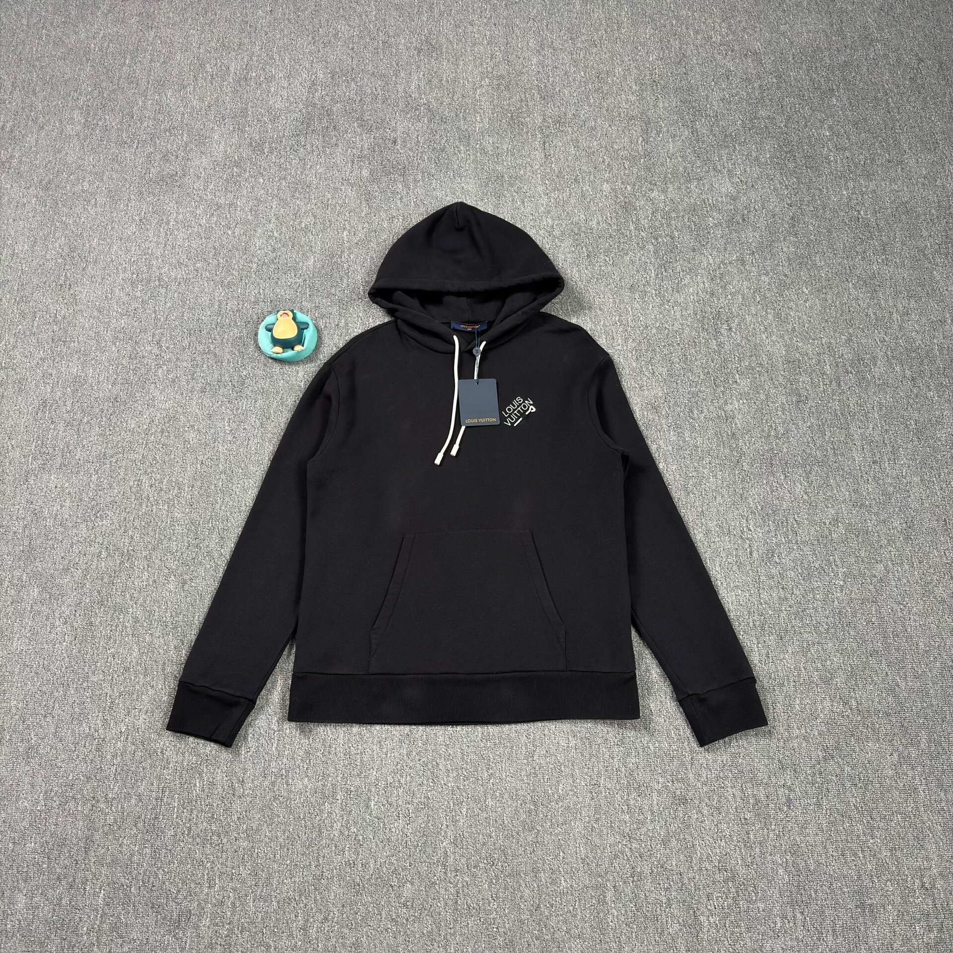 LV Embroidered Logo Black Hoodie