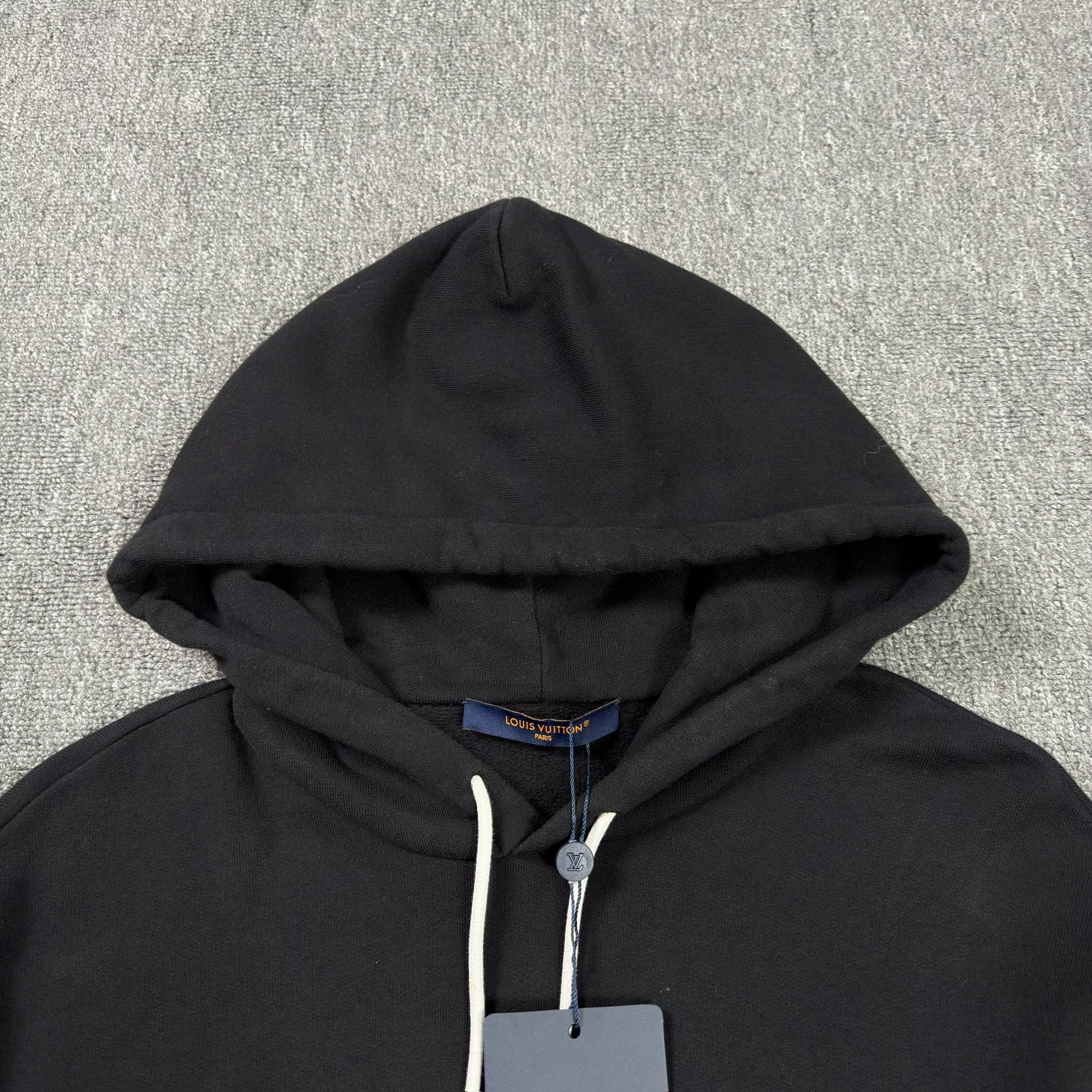 LV Embroidered Logo Black Hoodie — detail
