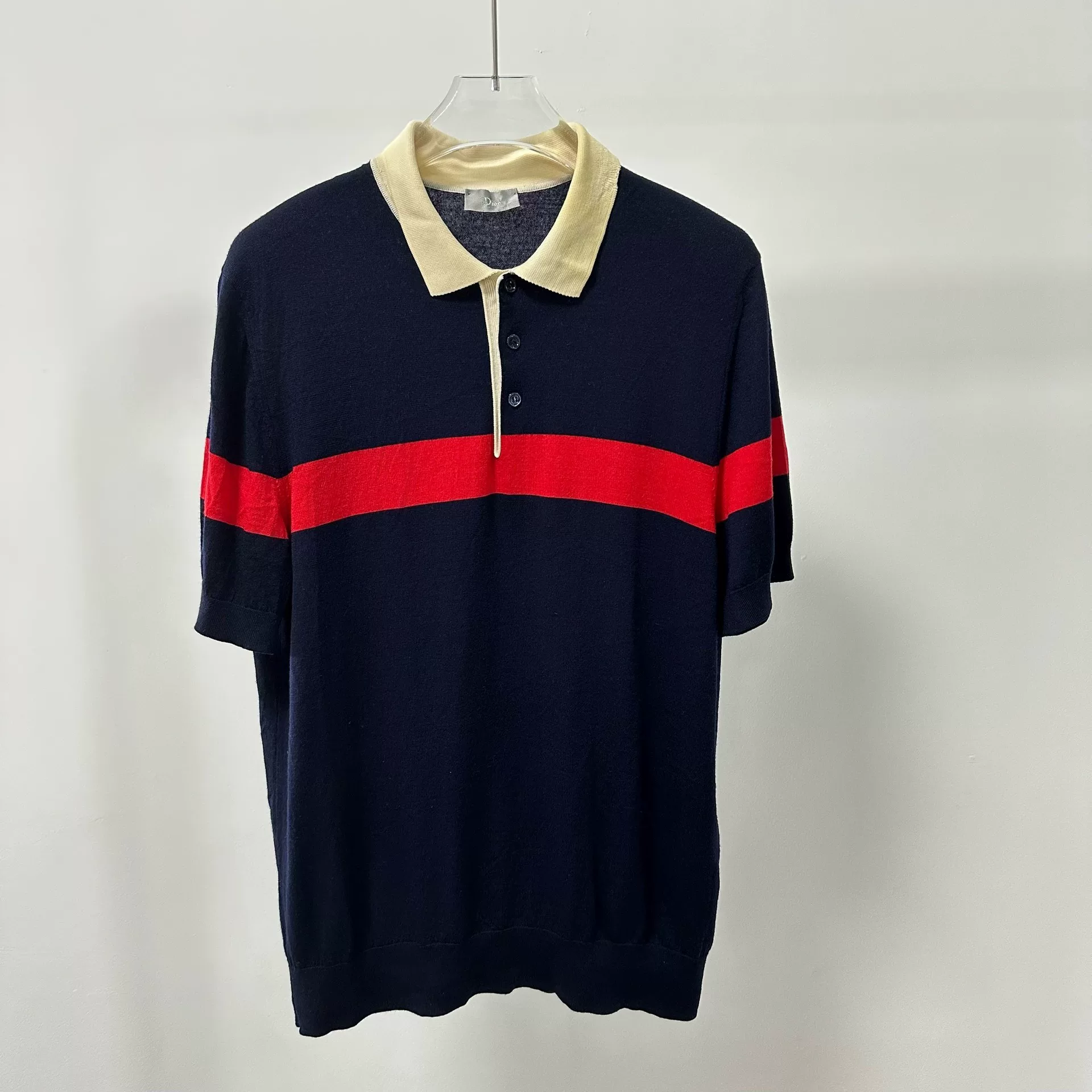 Dior Navy Short-Sleeve Wool Polo
