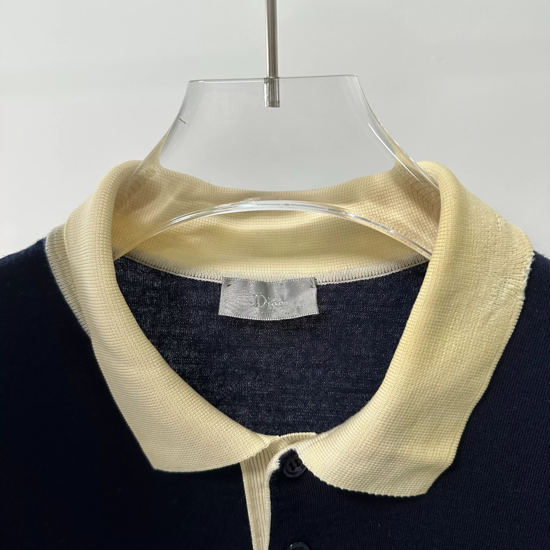 Dior Navy Short-Sleeve Wool Polo — label